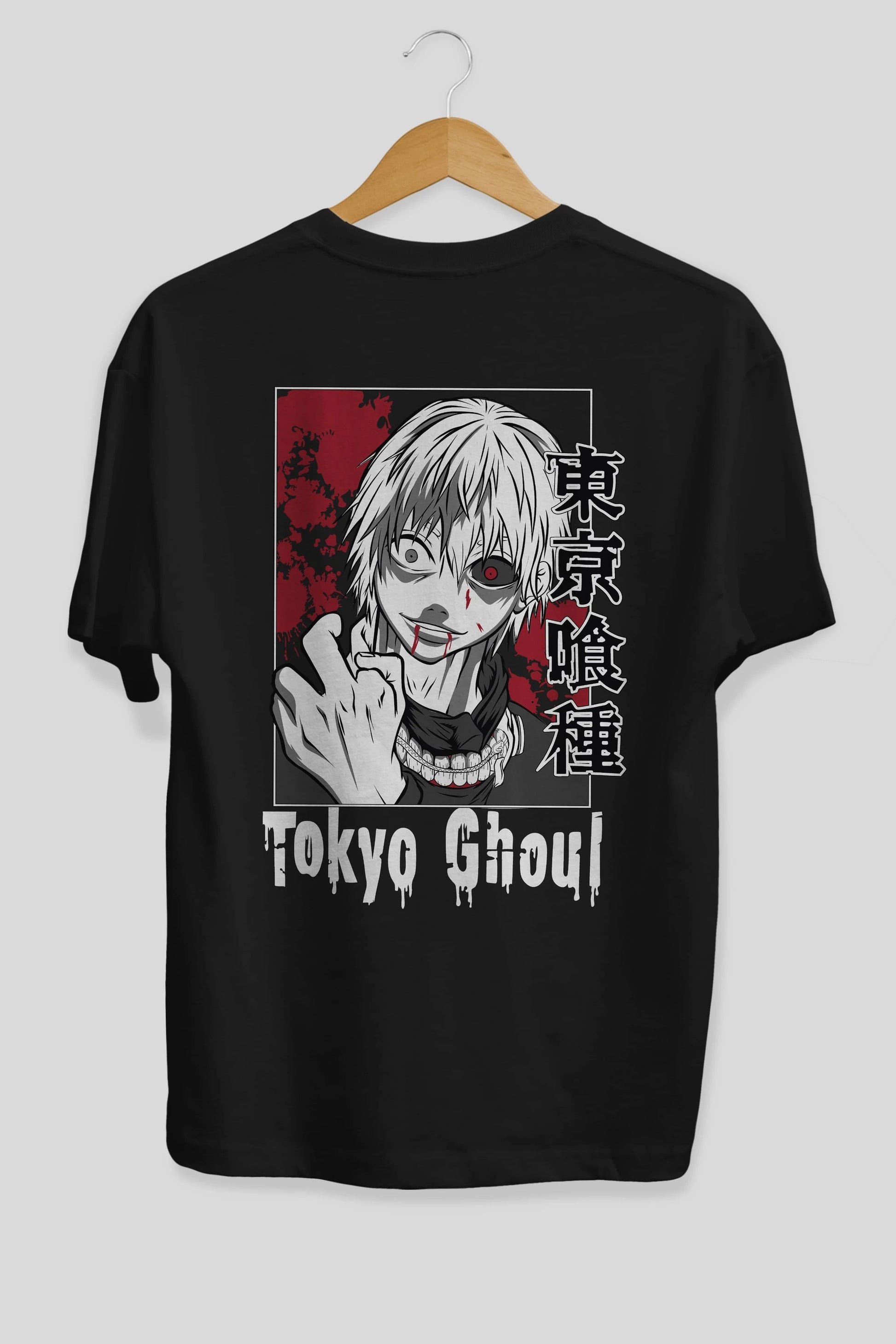 Kaneki Ken TOKYO GHOUL Anime Arka Baskılı Oversize t-shirt Erkek Kadın Unisex