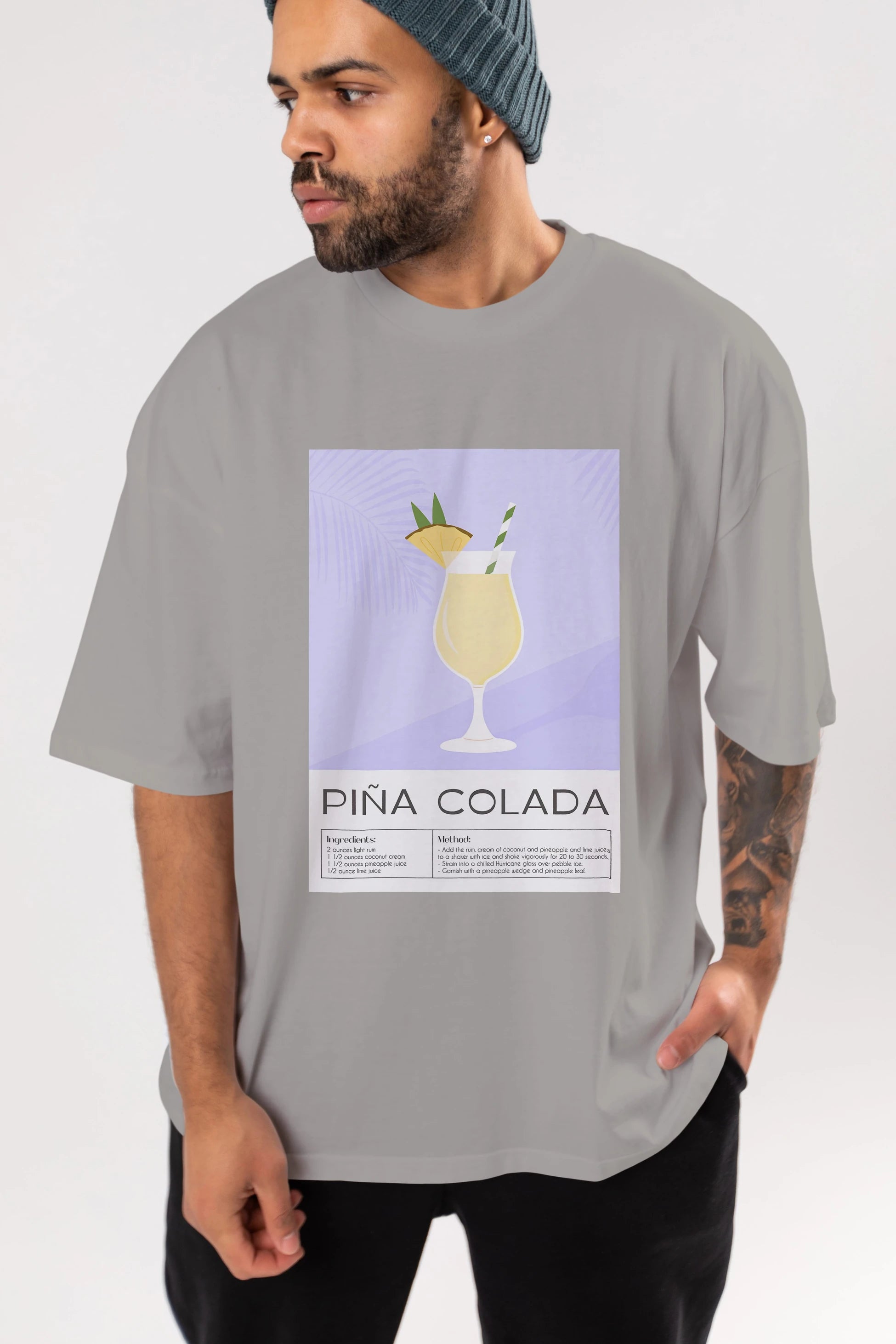 PIna Colada 6 Ön Baskılı Oversize t-shirt Erkek Kadın Unisex %100 Pamuk Bisiklet Yaka tişort