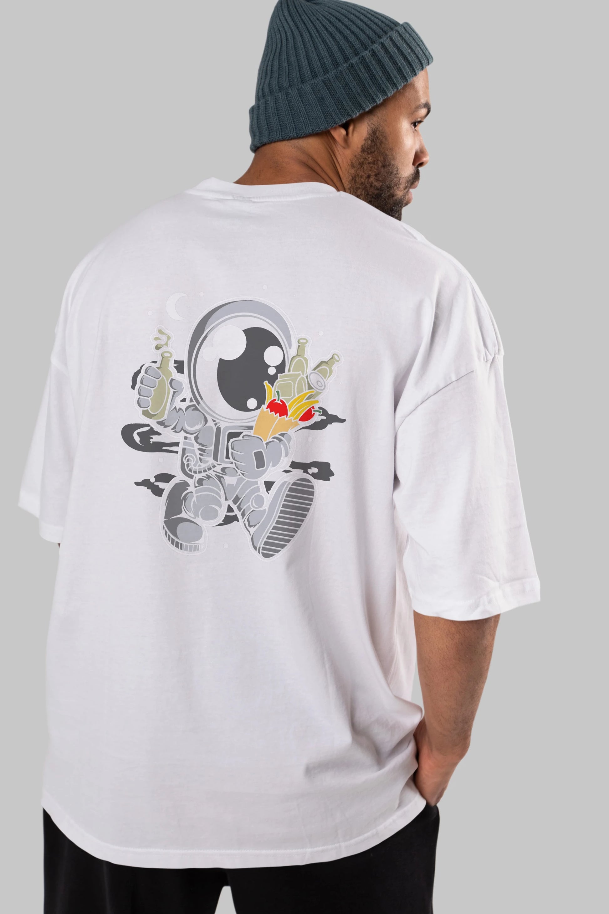 Astronaut Grochery Arka Baskılı Oversize t-shirt Erkek Kadın Unisex