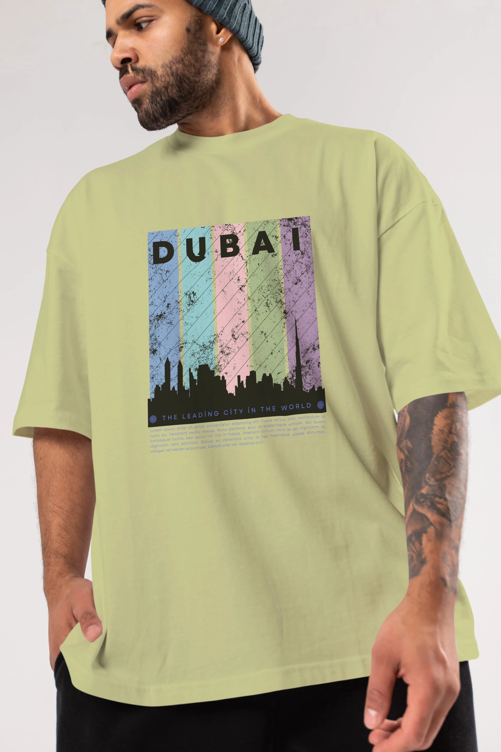 Dubai Yazılı Ön Baskılı Oversize t-shirt Erkek Kadın Unisex