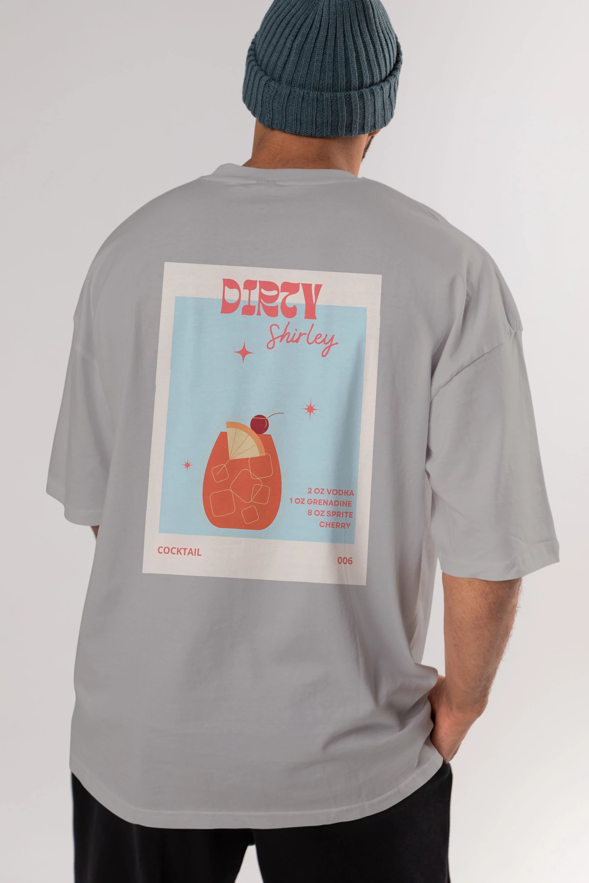 Dirty Shirley Arka Baskılı Oversize t-shirt Erkek Kadın Unisex %100 Pamuk Bisiklet Yaka tişort
