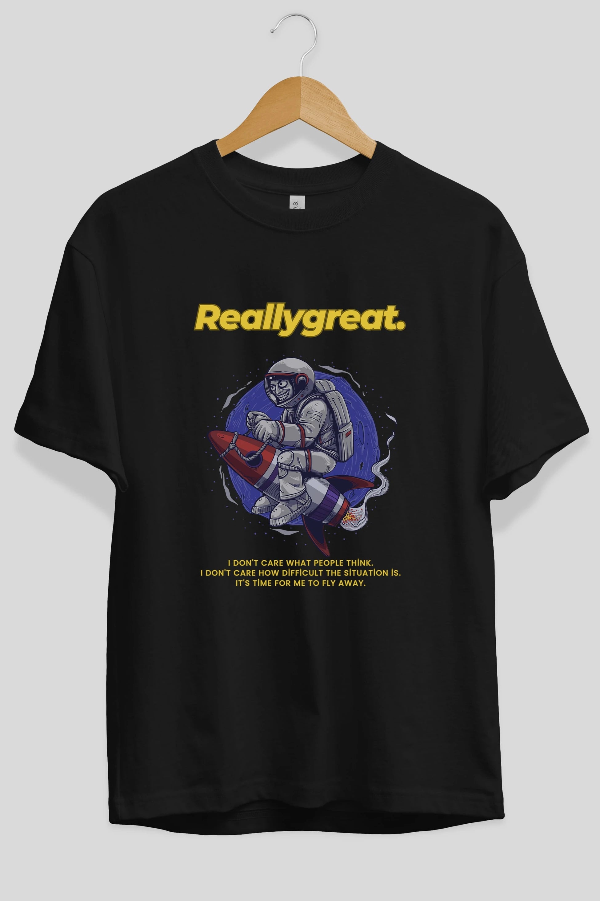 Reallygreat Astronaut Ön Baskılı Oversize t-shirt Erkek Kadın Unisex