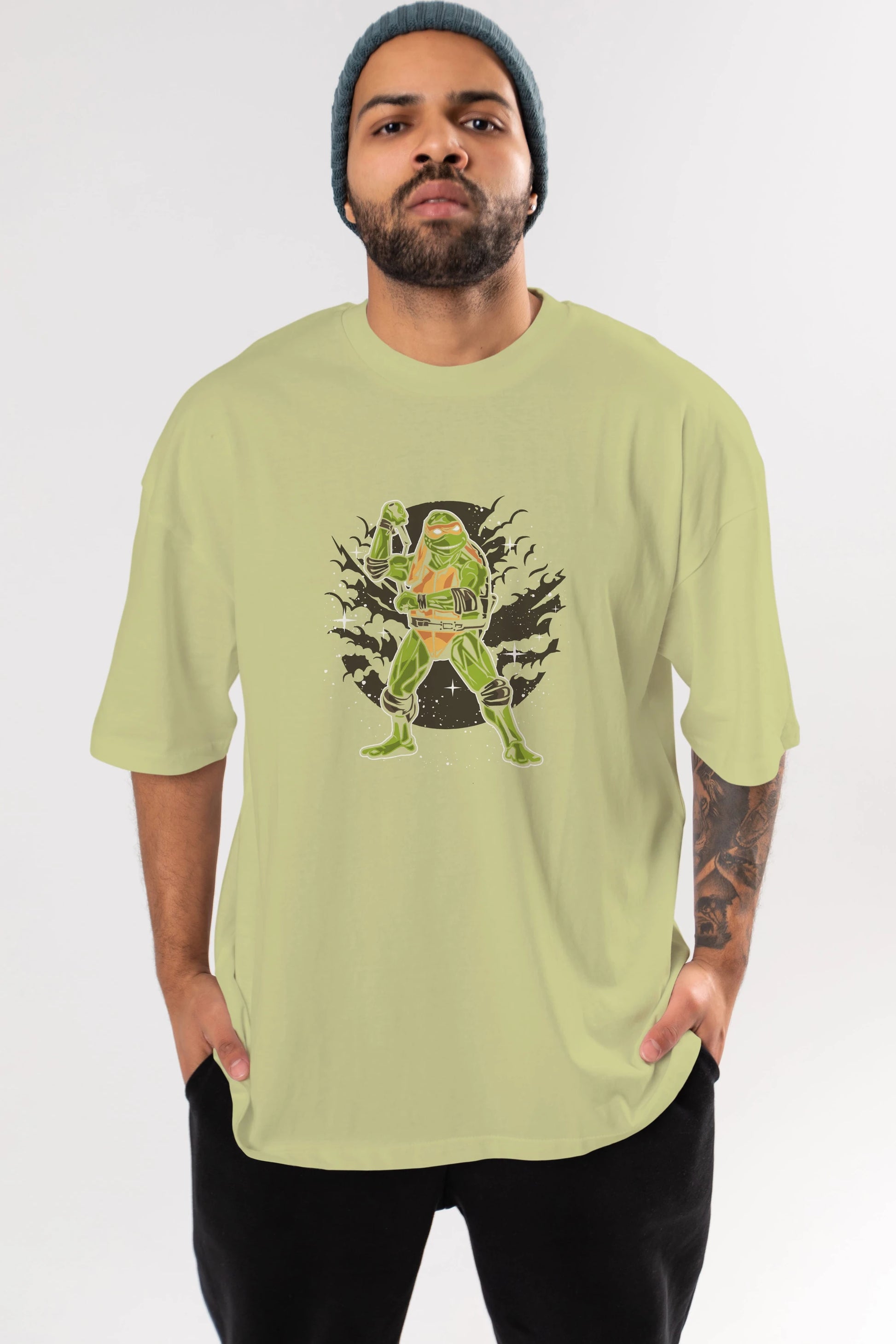 TURTLES Ön Baskılı Oversize t-shirt Erkek Kadın Unisex %100 Pamuk tişort