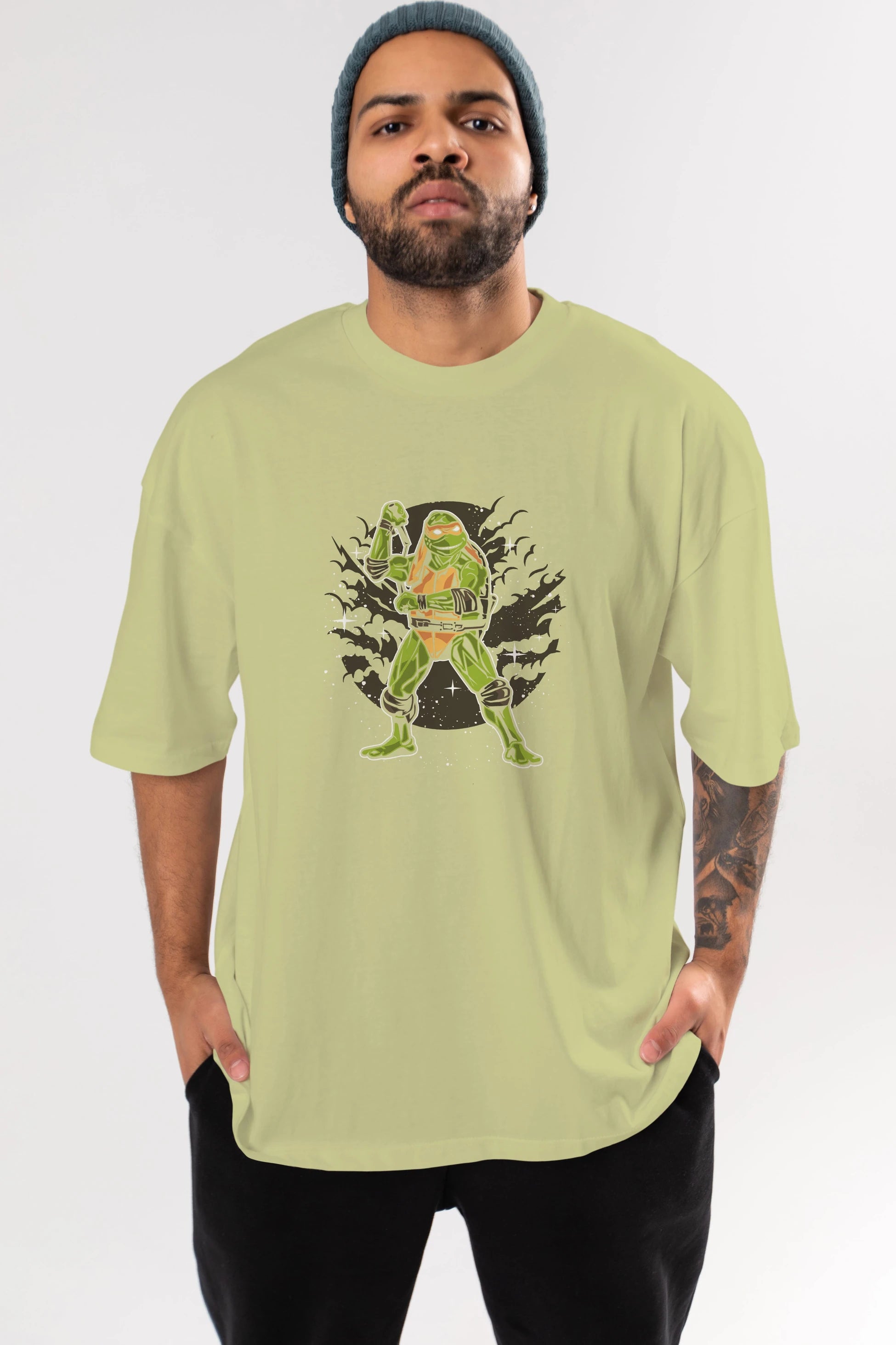 TURTLES Ön Baskılı Oversize t-shirt Erkek Kadın Unisex %100 Pamuk tişort