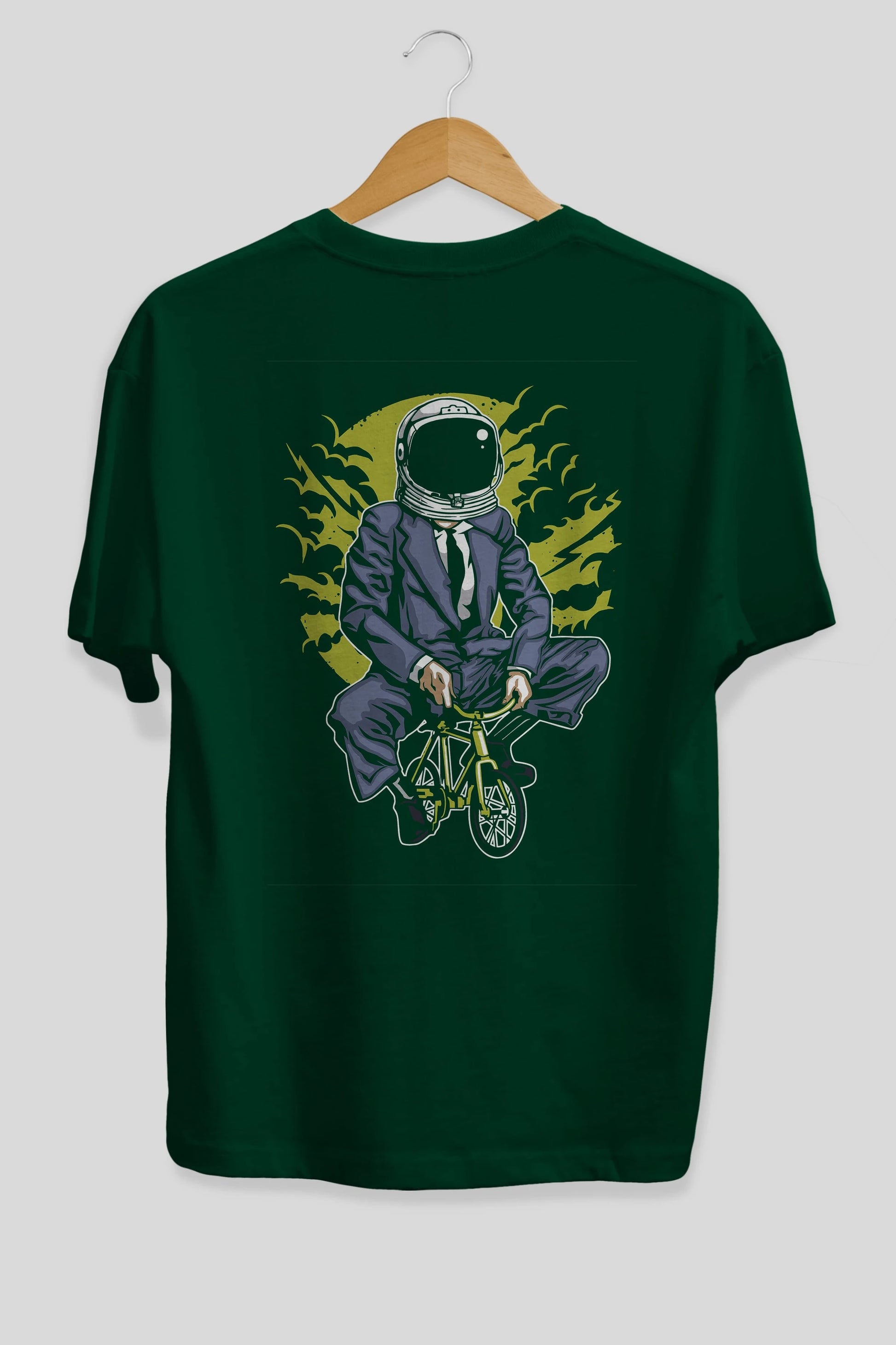 Bike To The Moon Arka Baskılı Oversize t-shirt Erkek Kadın Unisex %100 Pamuk