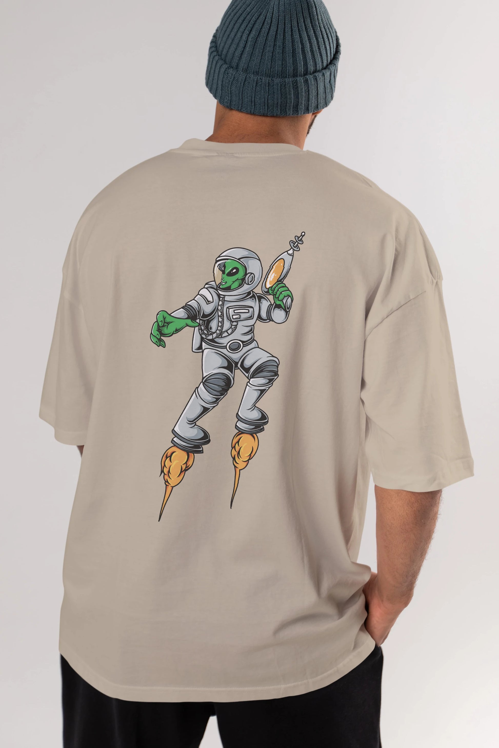 Alien Wars Arka Baskılı Oversize t-shirt Erkek Kadın Unisex