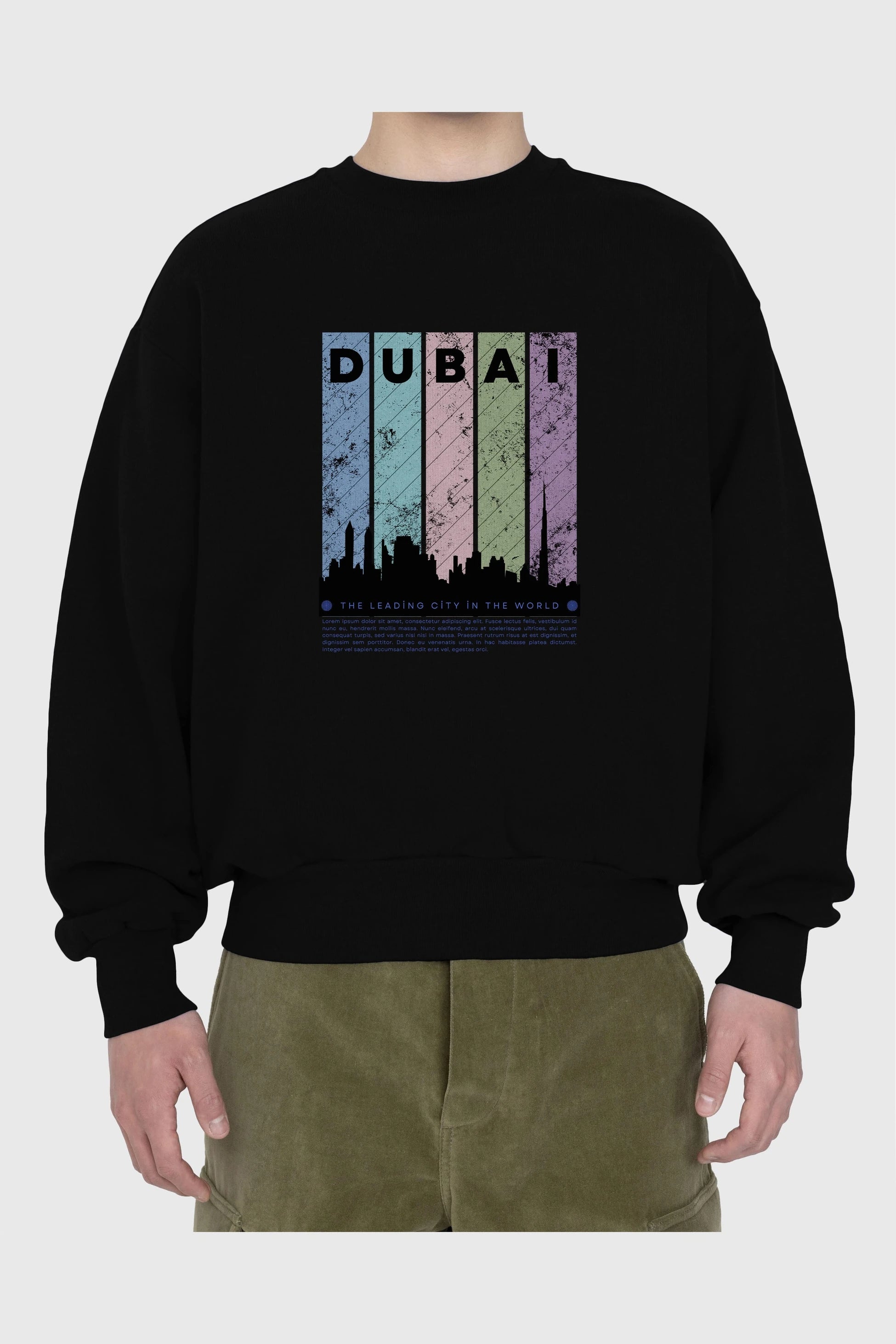 Dubai Yazılı Ön Baskılı Oversize Sweatshirt Erkek Kadın Unisex