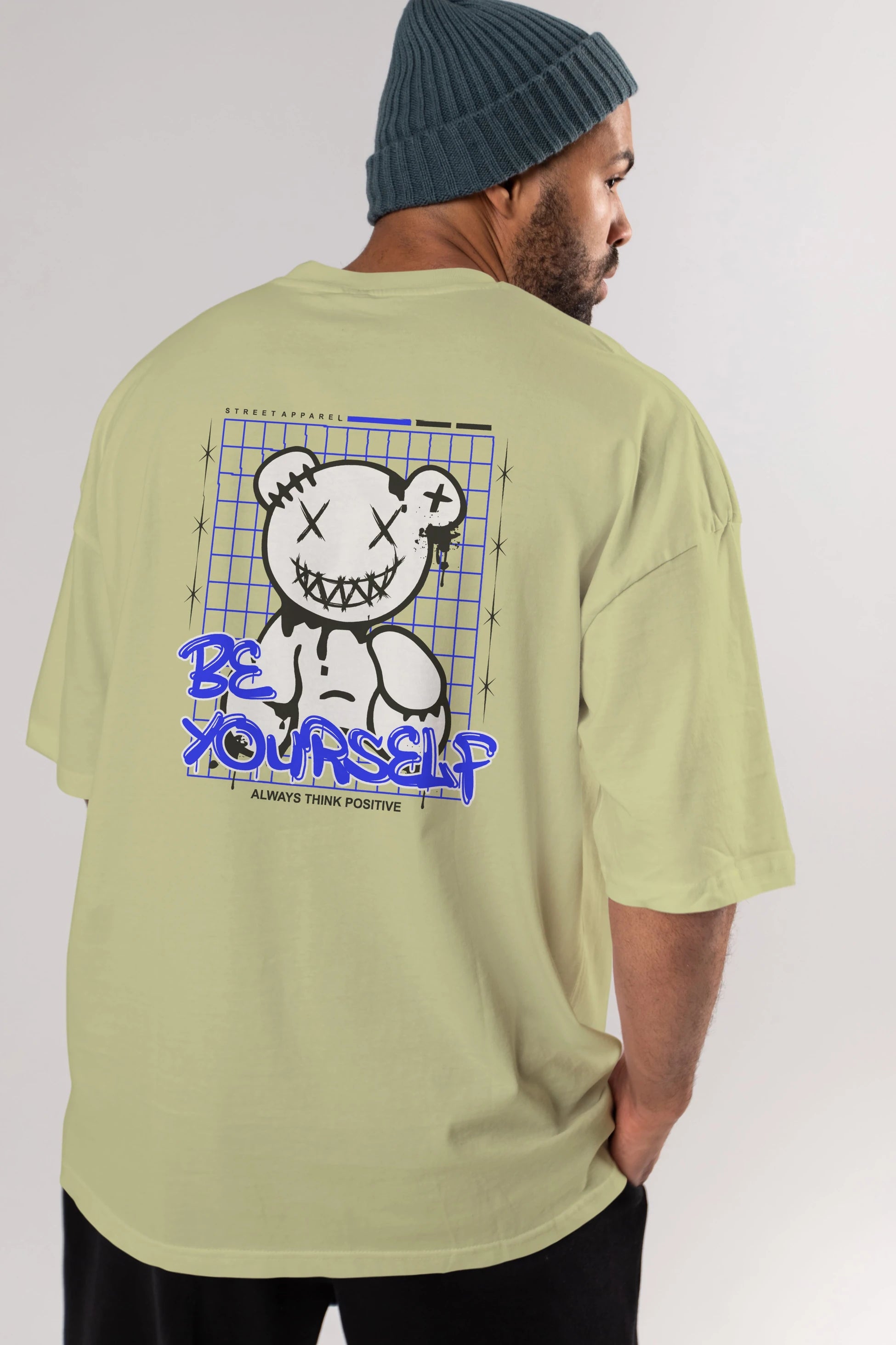 Teddy Bear Be Yourself Arka Baskılı Oversize t-shirt Erkek Kadın Unisex