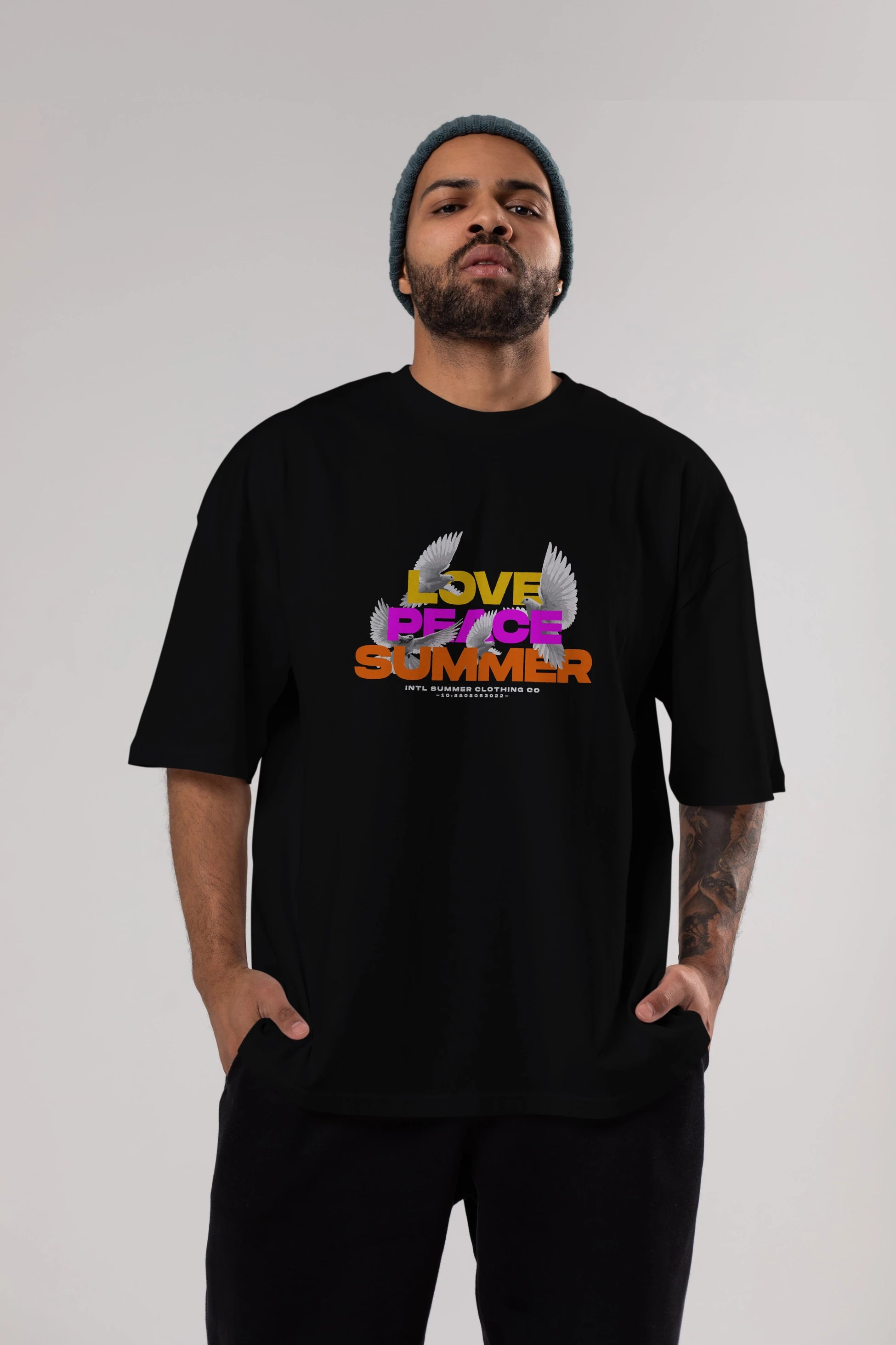 Love Peace Summer Ön Baskılı Oversize t-shirt Erkek Kadın Unisex