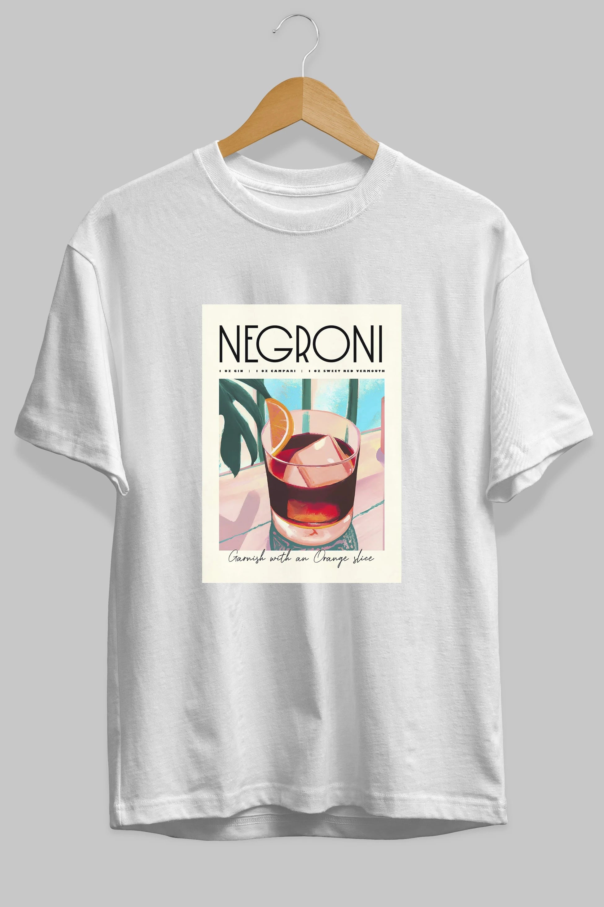 Negroni 4 Ön Baskılı Oversize t-shirt Erkek Kadın Unisex %100 Pamuk Bisiklet Yaka tişort