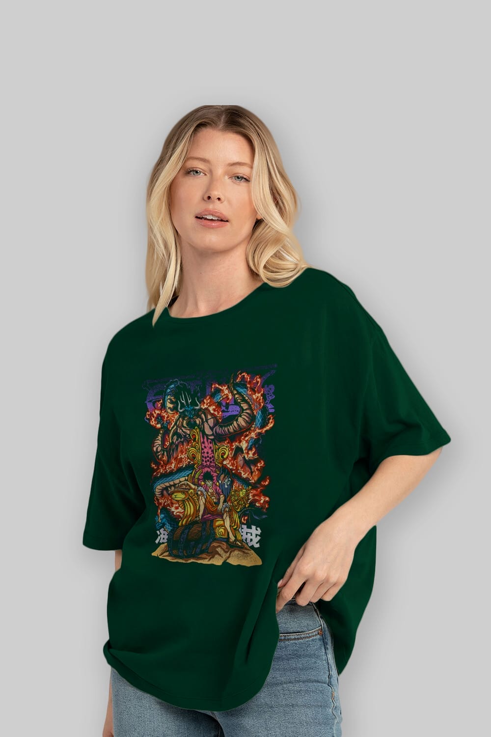 MONKEY D. LUFFY 1 Anime Ön Baskılı Oversize t-shirt %100 pamuk Erkek Kadın Unisex