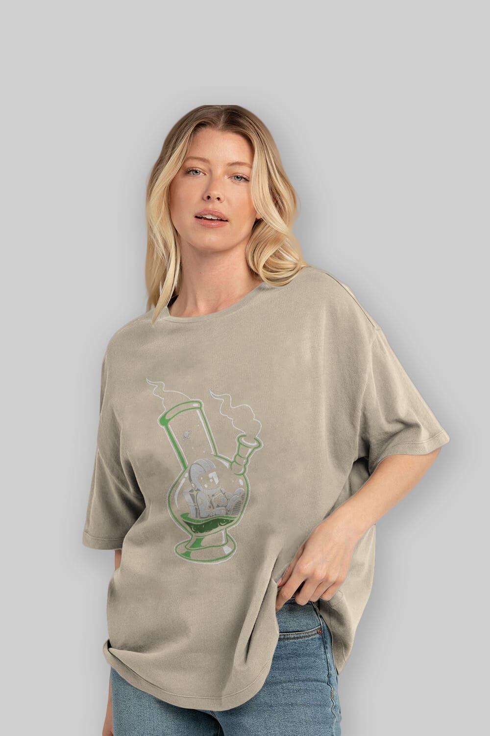 Astronaut Bong Ön Baskılı Oversize t-shirt Erkek Kadın Unisex