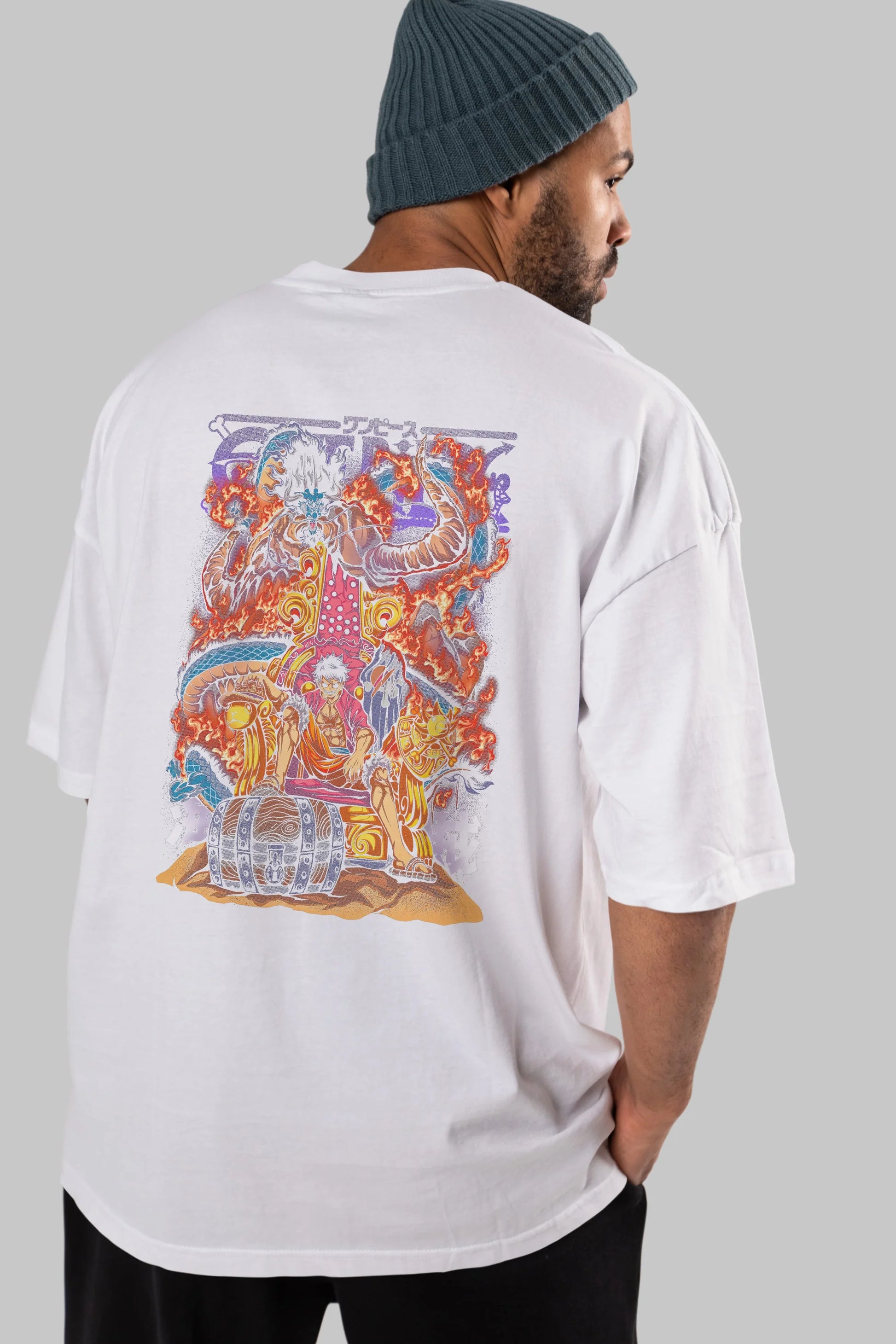 MONKEY D. LUFFY 1 Anime Arka Baskılı Oversize t-shirt Erkek Kadın Unisex