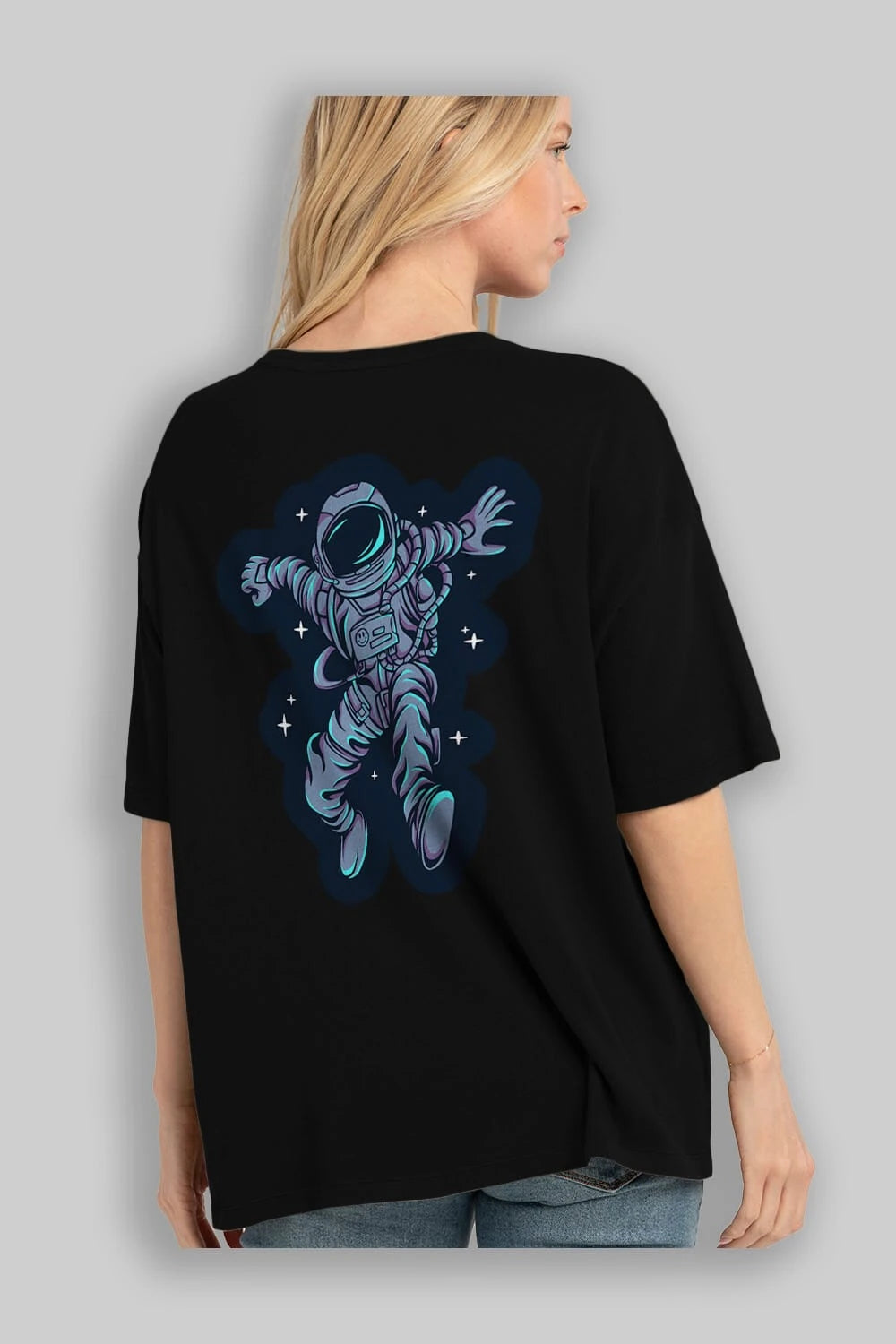 Astrostars sticker Arka Baskılı Oversize t-shirt Erkek Kadın Unisex