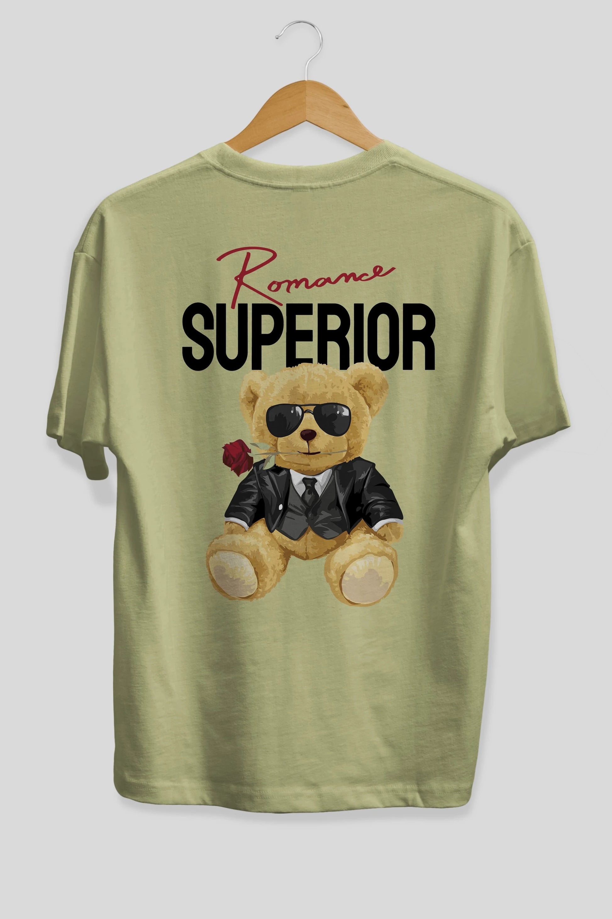 Teddy Bear Romance Superior Arka Baskılı Oversize t-shirt Erkek Kadın Unisex %100 Pamuk
