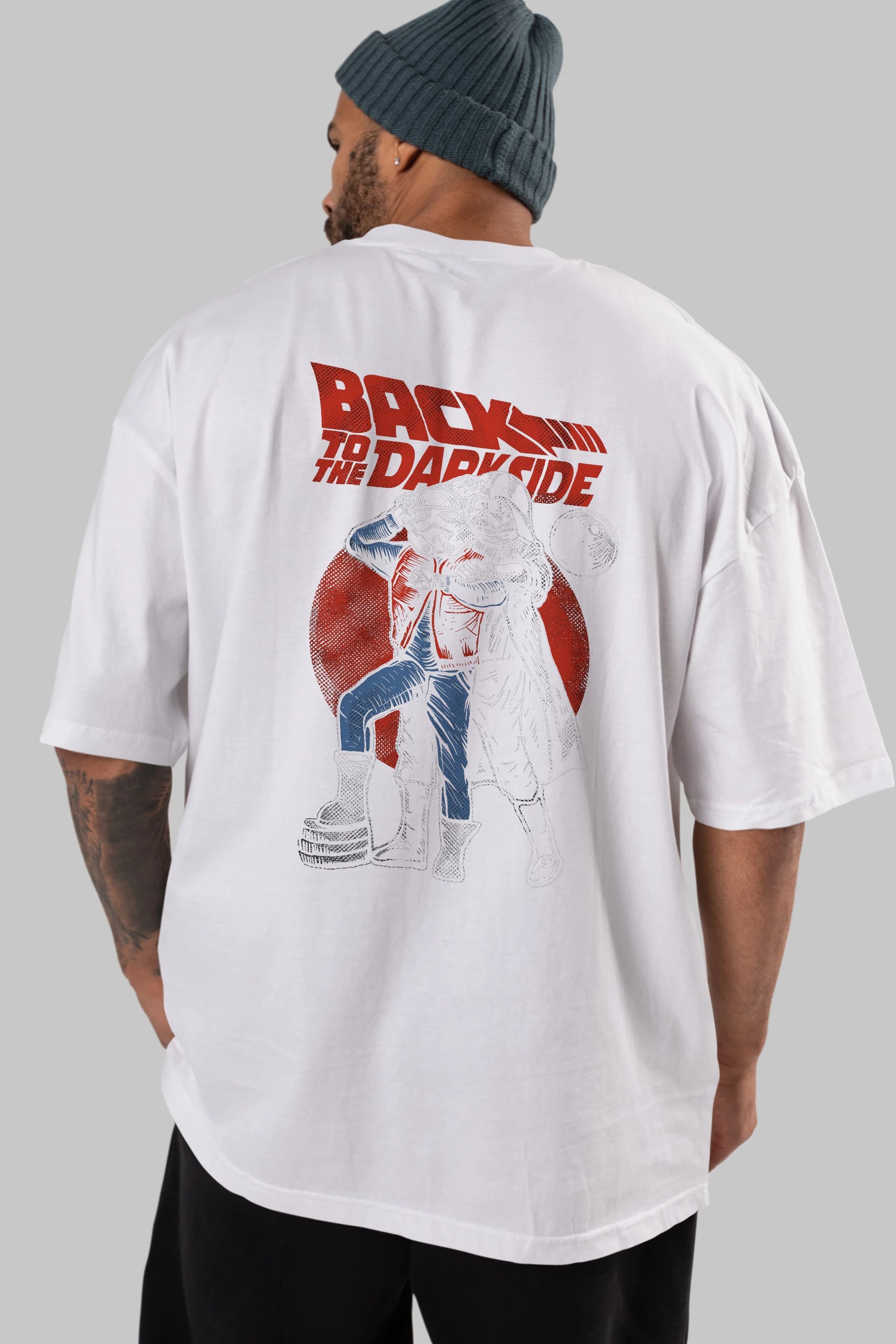 Back To The Darkside Arka Baskılı Oversize t-shirt Erkek Kadın Unisex %100 Pamuk
