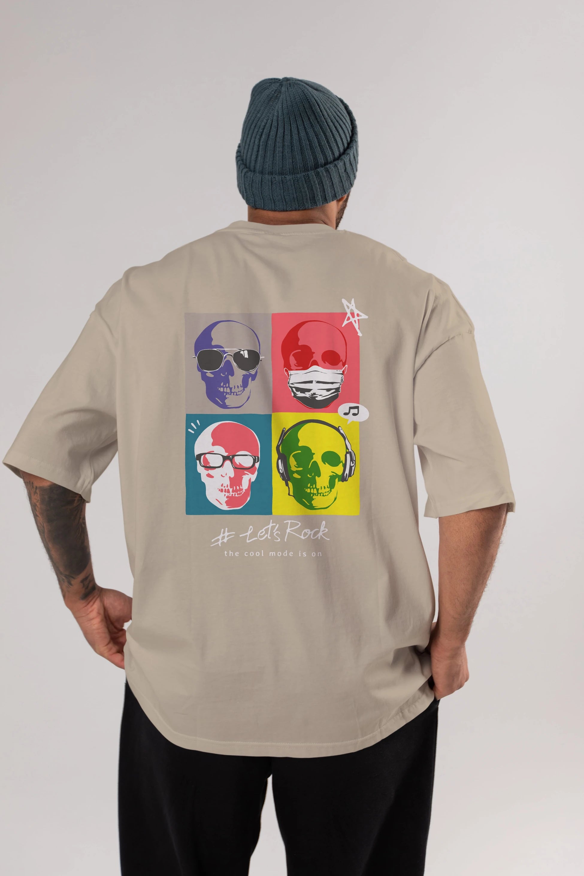 Lets Rock Arka Baskılı Oversize t-shirt Erkek Kadın Unisex