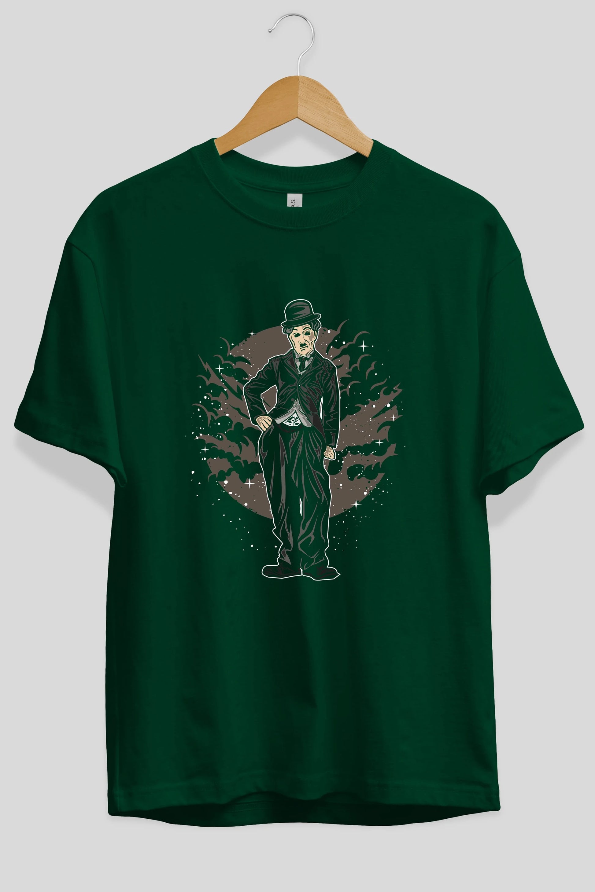 CHAPLIN Ön Baskılı Oversize t-shirt Erkek Kadın Unisex %100 Pamuk tişort
