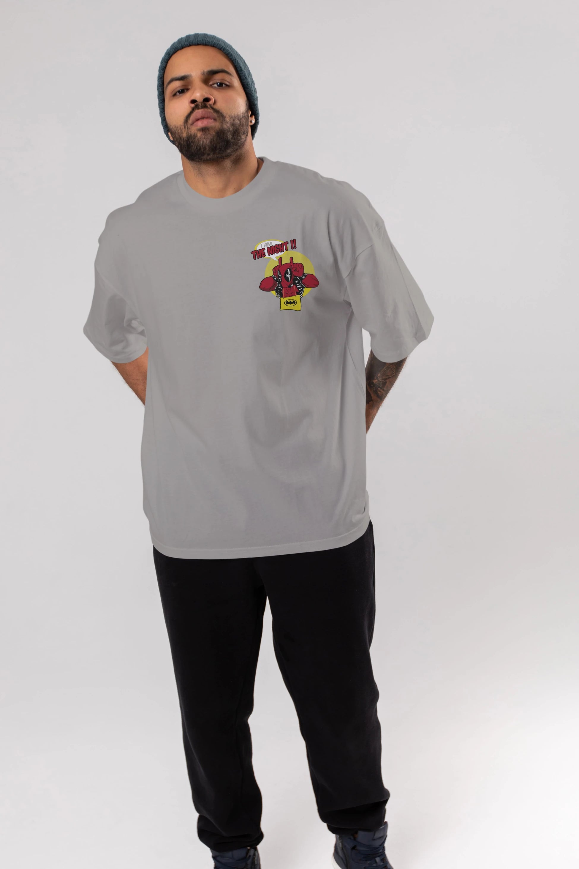 Deadpool (1) Ön Sol Baskılı Oversize t-shirt Erkek Kadın Unisex %100 Pamuk Bisiklet Yaka tişort