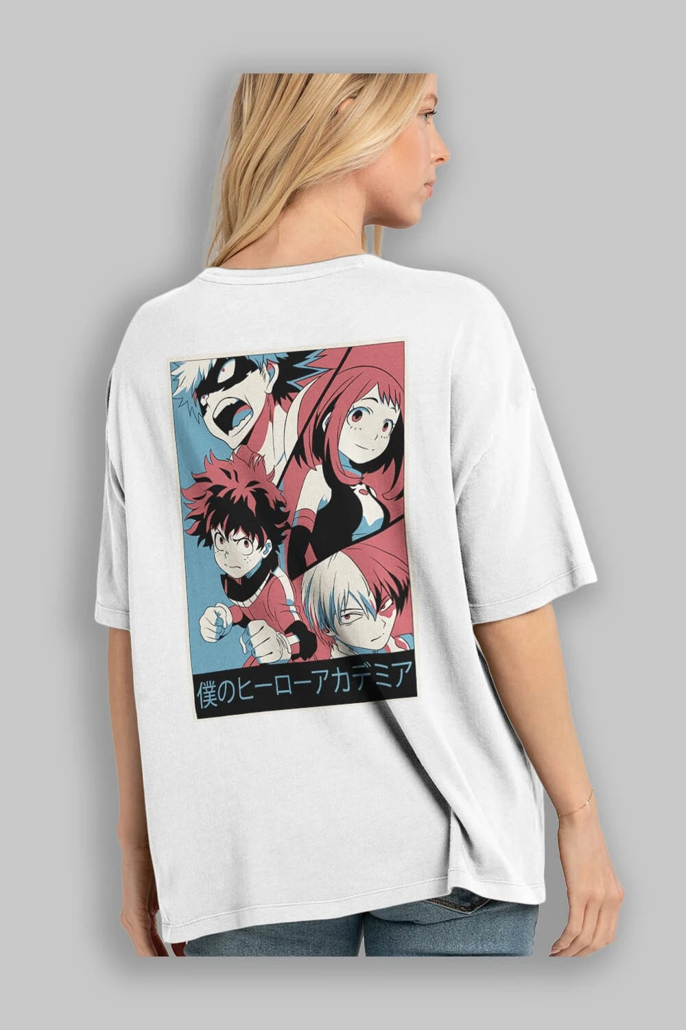 BokuNoHero Anime Arka Baskılı Oversize t-shirt Erkek Kadın Unisex