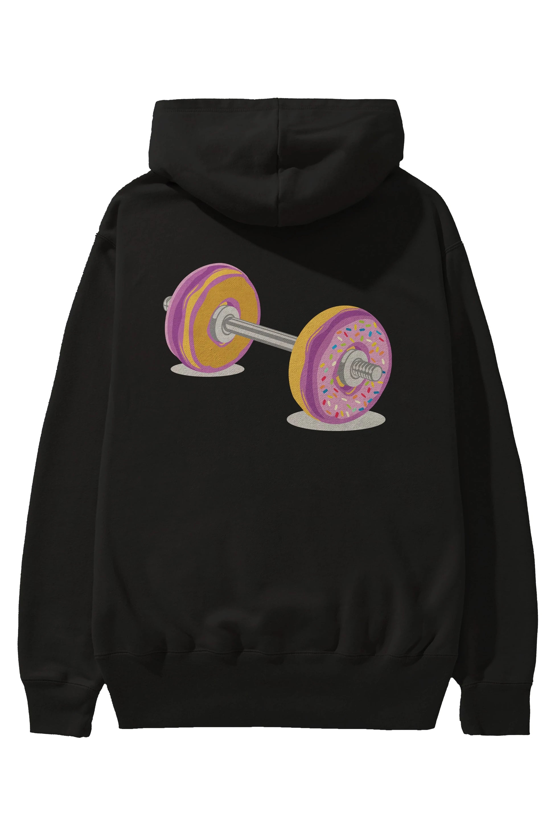 Donut Barbell Arka Baskılı Hoodie Oversize Kapüşonlu Sweatshirt Erkek Kadın Unisex