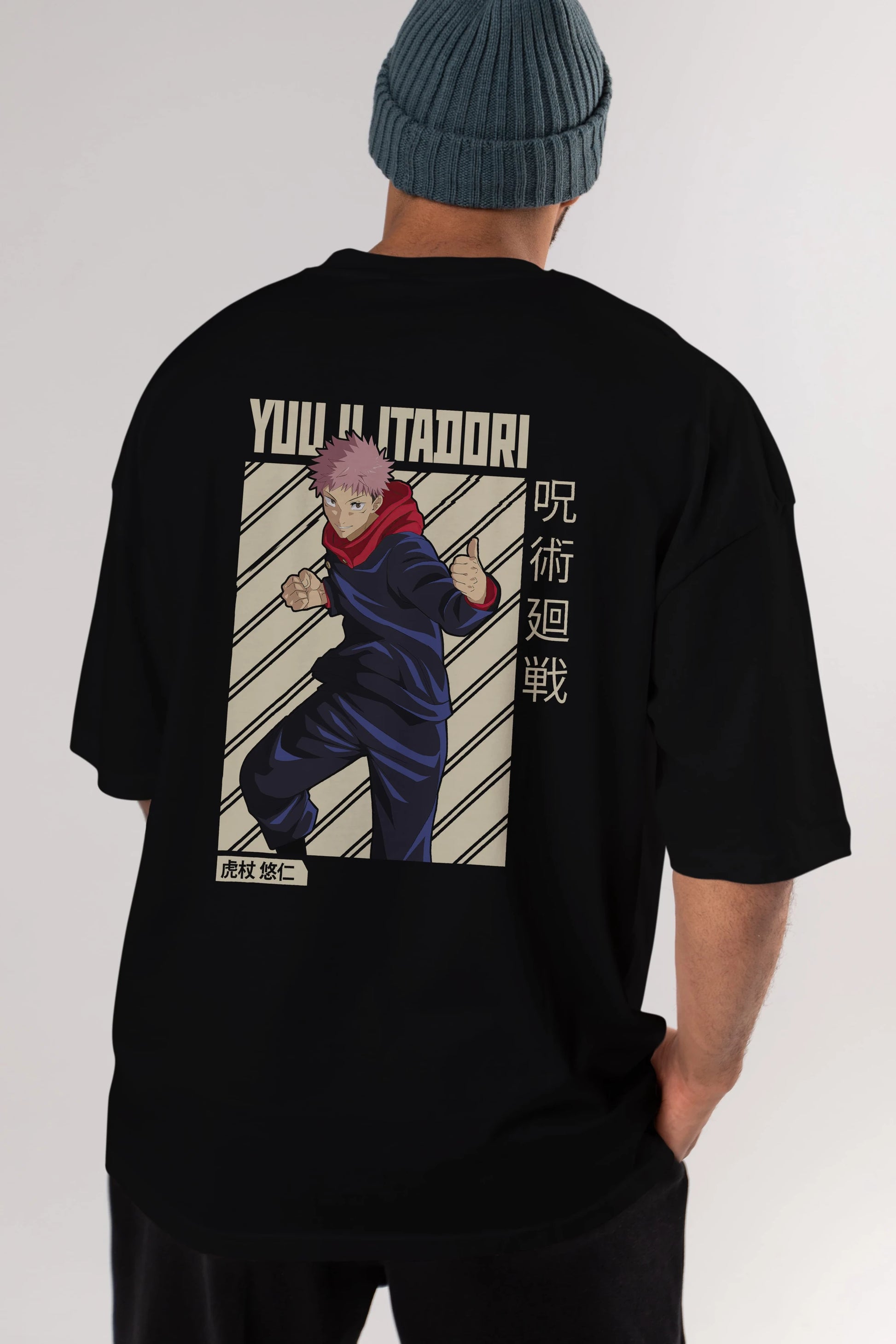 Yuuji Itadori 1 Anime Arka Baskılı Oversize t-shirt Erkek Kadın Unisex