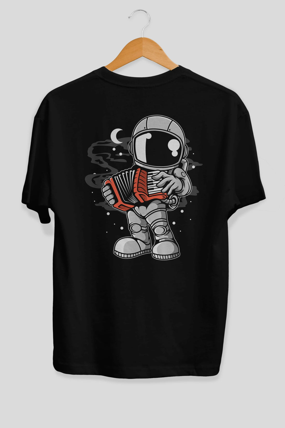 Astronaut Accordion Arka Baskılı Oversize t-shirt Erkek Kadın Unisex