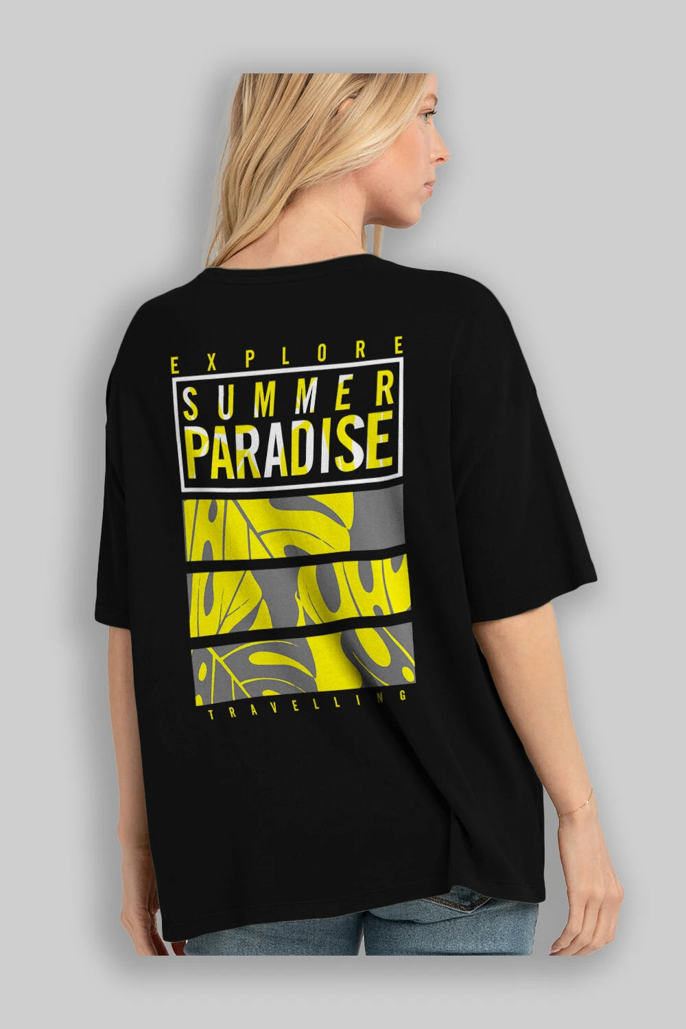Summer Paradise Arka Baskılı Oversize t-shirt Erkek Kadın Unisex