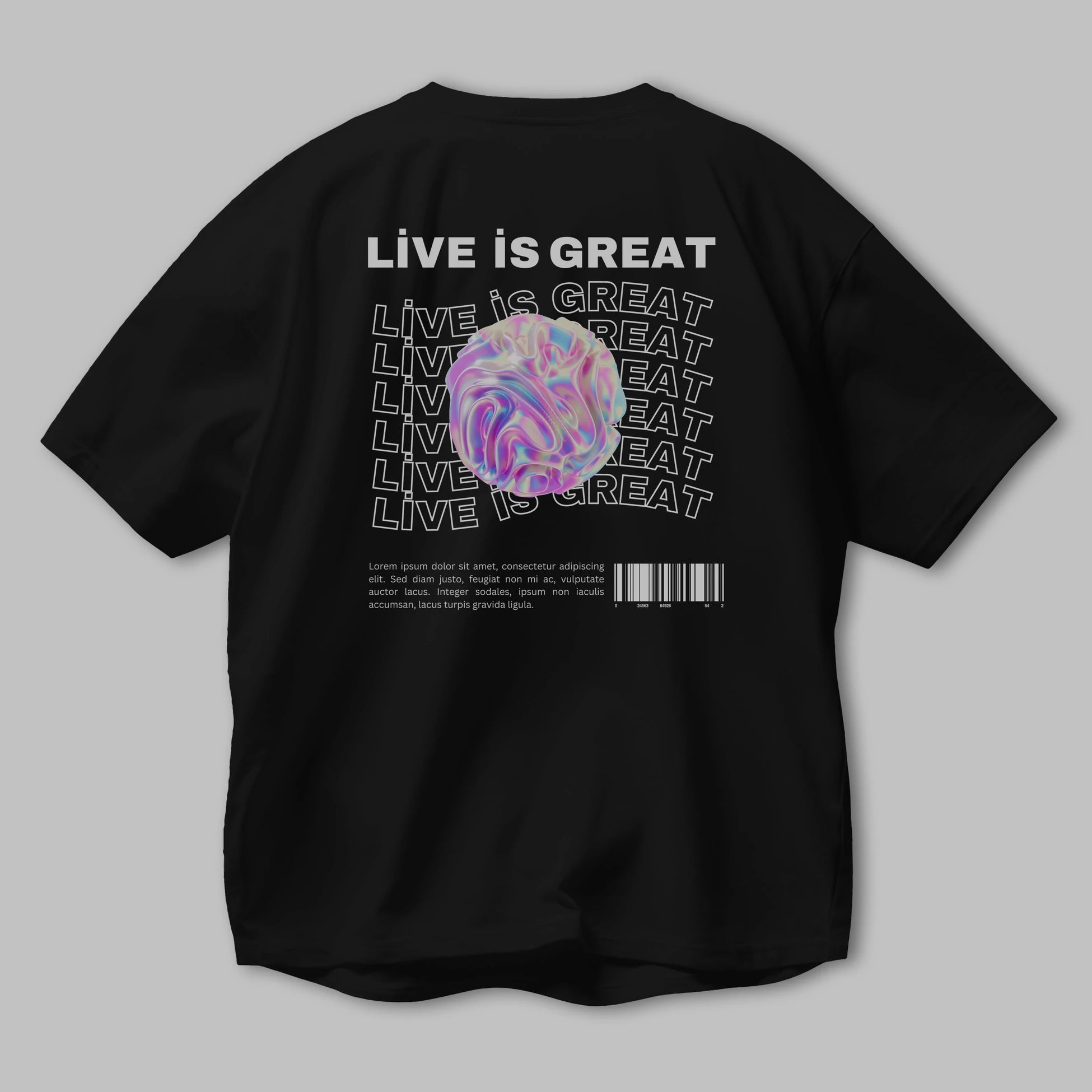 Live is Great Yazılı Arka Baskılı Oversize t-shirt Erkek Kadın Unisex