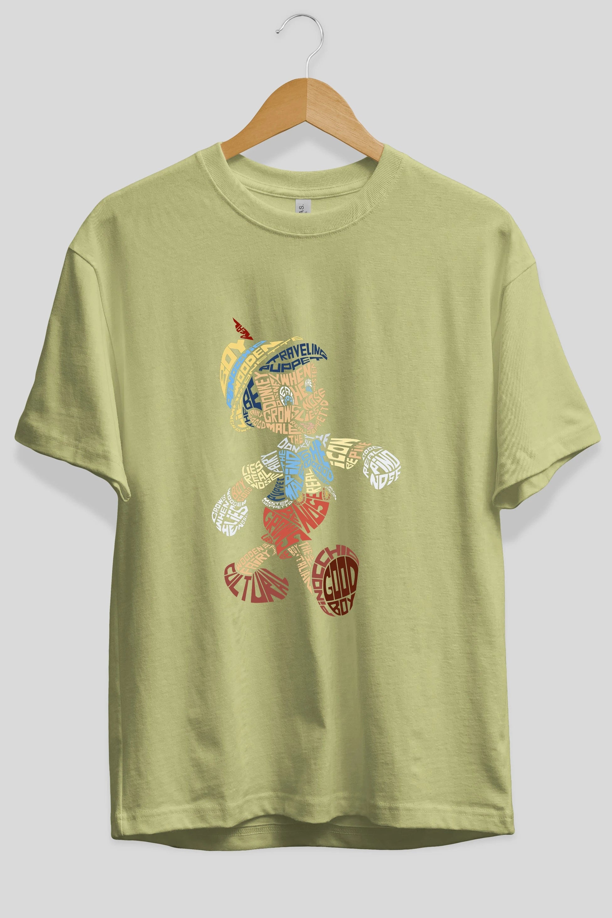 Pinokio Ön Baskılı Oversize t-shirt %100 pamuk Erkek Kadın Unisex
