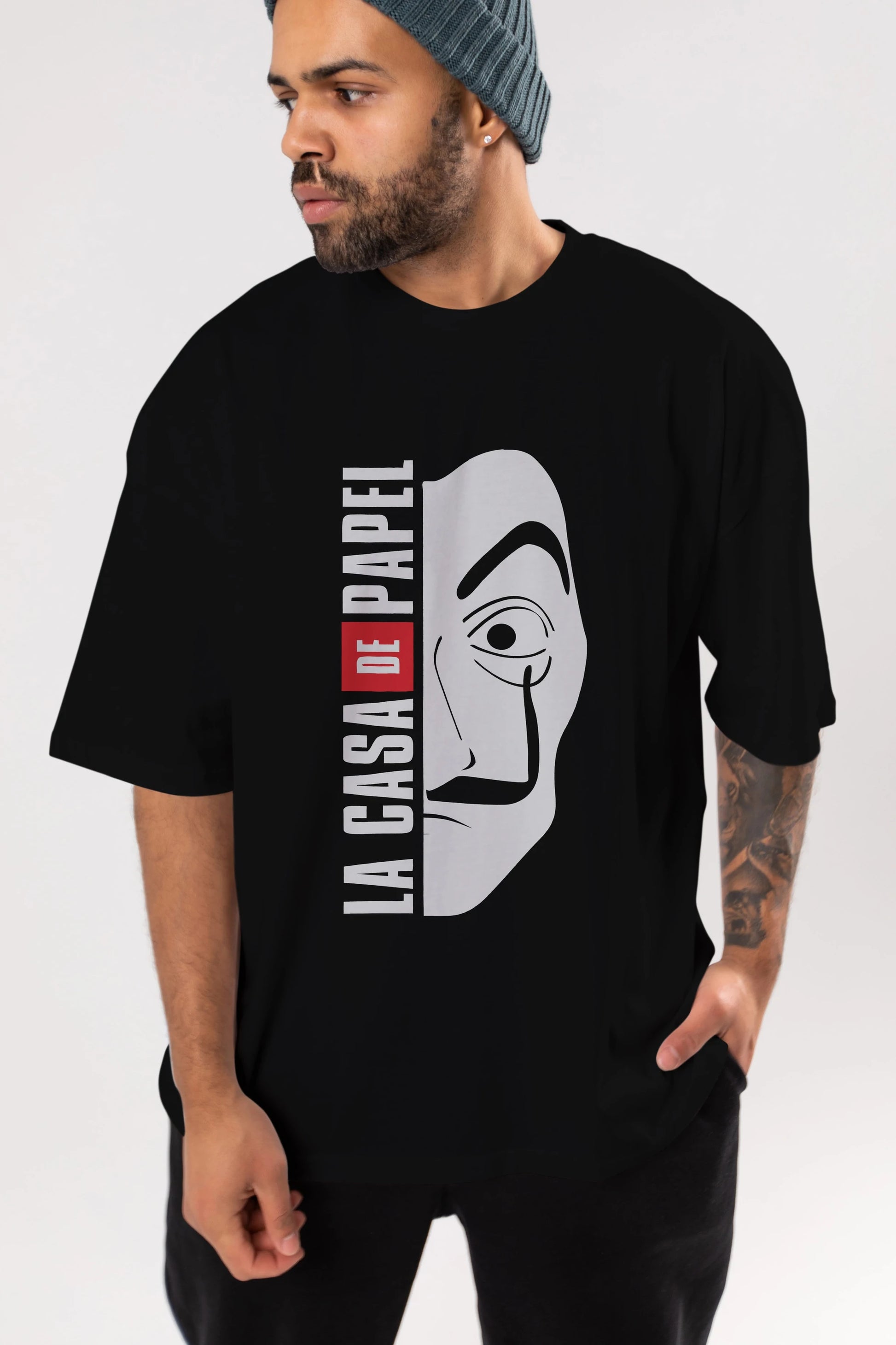 La Casa De Papel (3) Ön Baskılı Oversize t-shirt Erkek Kadın Unisex %100 Pamuk Bisiklet Yaka tişort