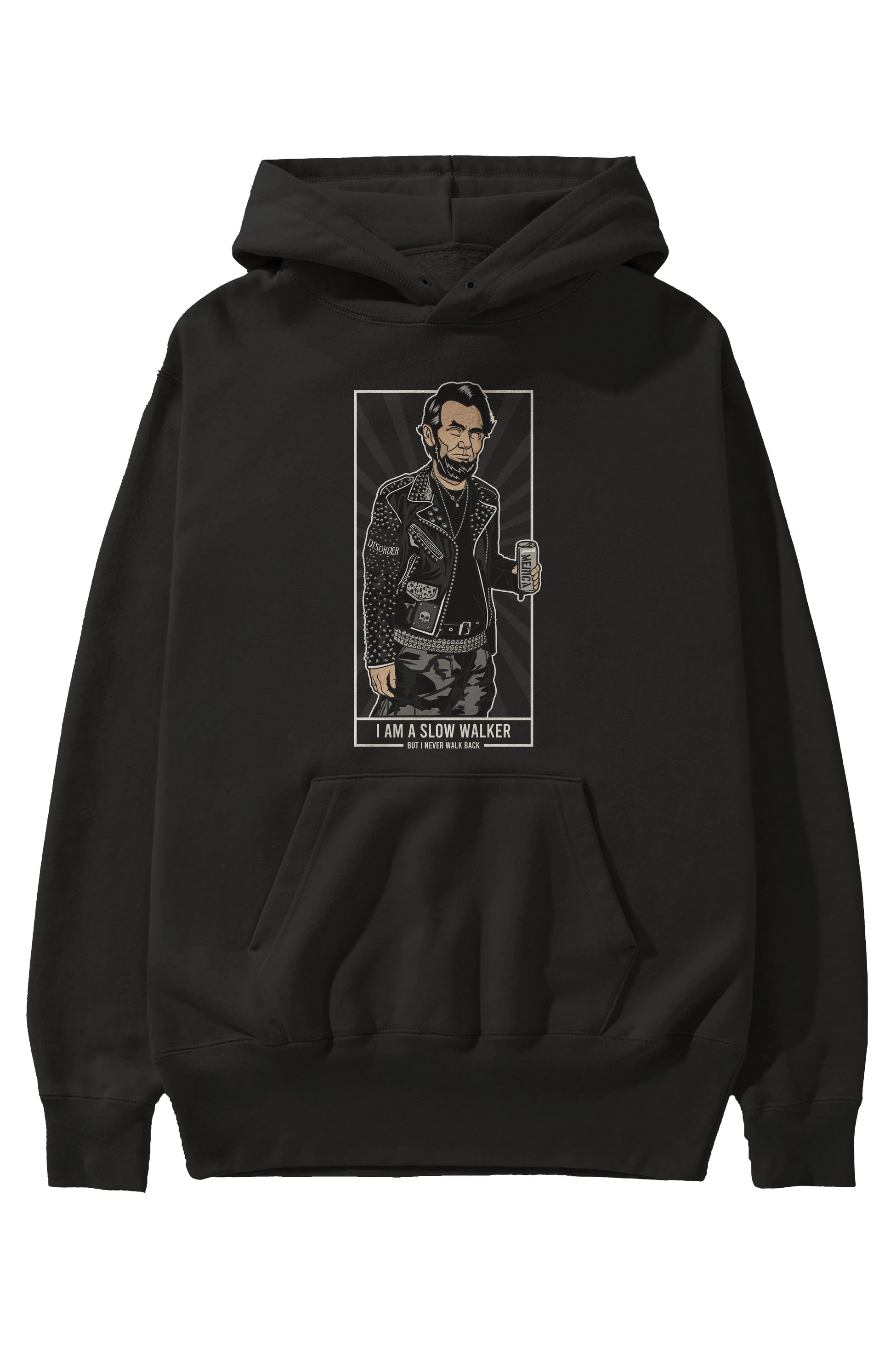 Lincoln Street Punk Ön Baskılı Hoodie Oversize Kapüşonlu Sweatshirt Erkek Kadın Unisex