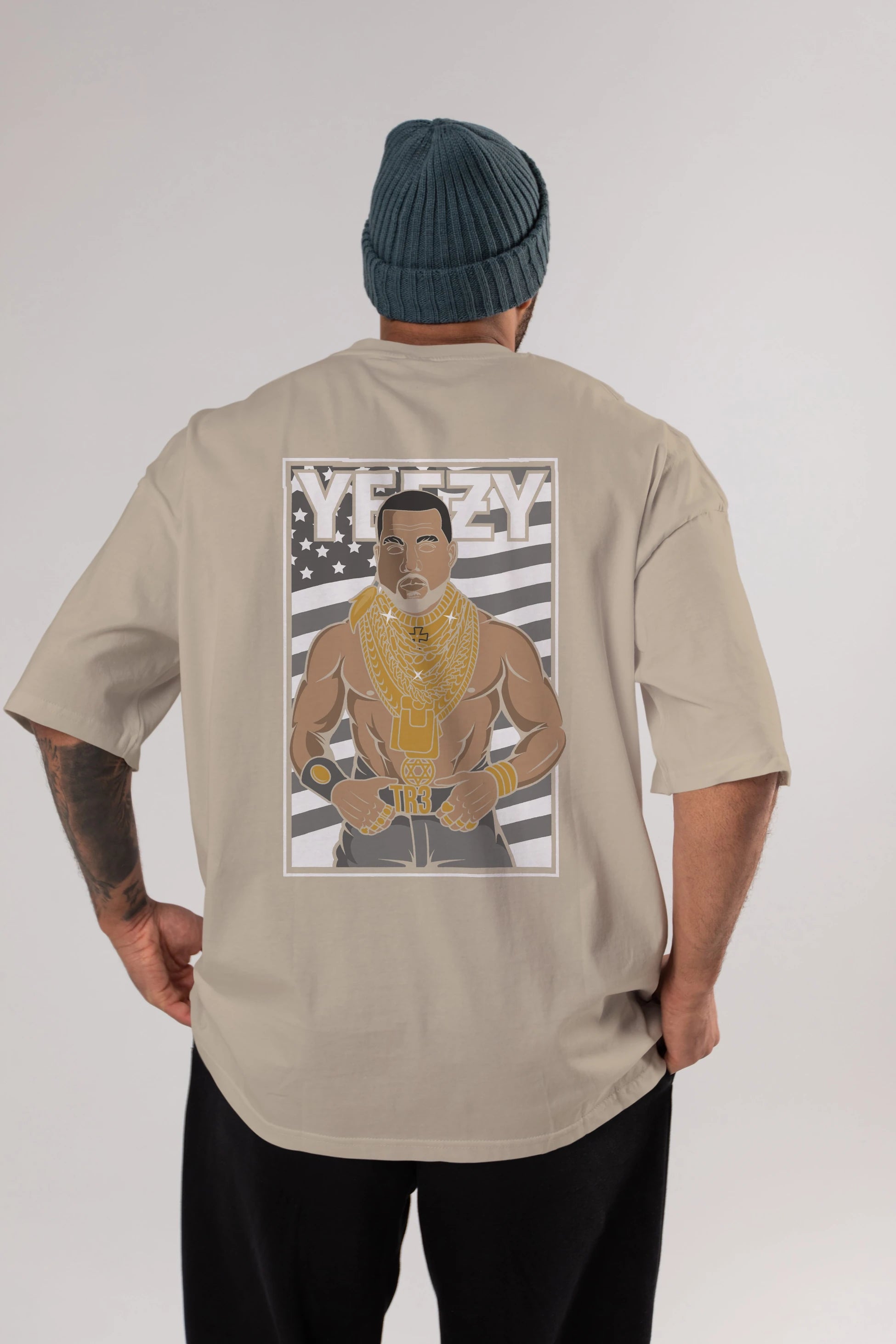 Mr.T Arka Baskılı Oversize t-shirt Erkek Kadın Unisex %100 Pamuk tişort