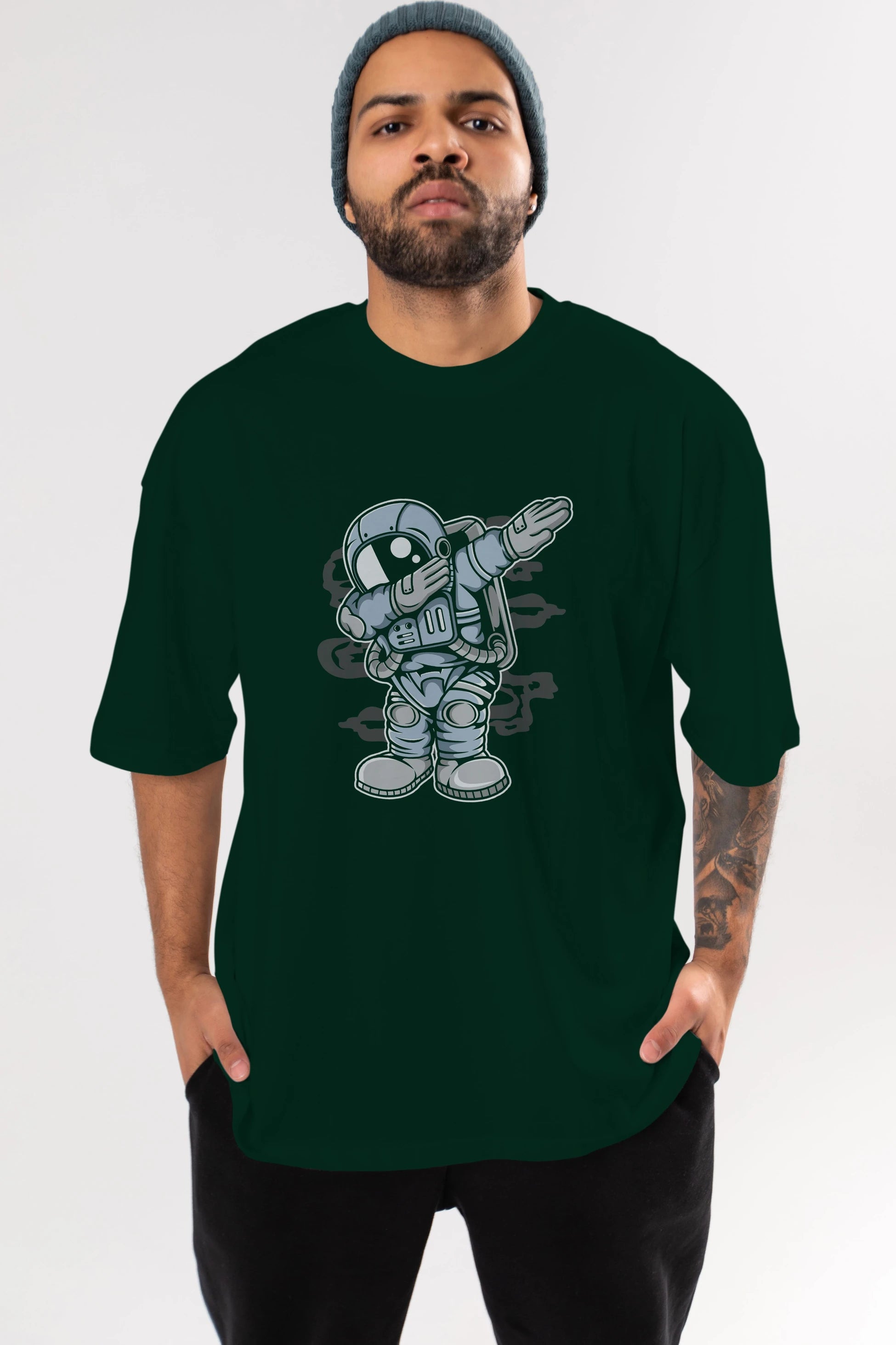Astronaut Dab Ön Baskılı Oversize t-shirt Erkek Kadın Unisex