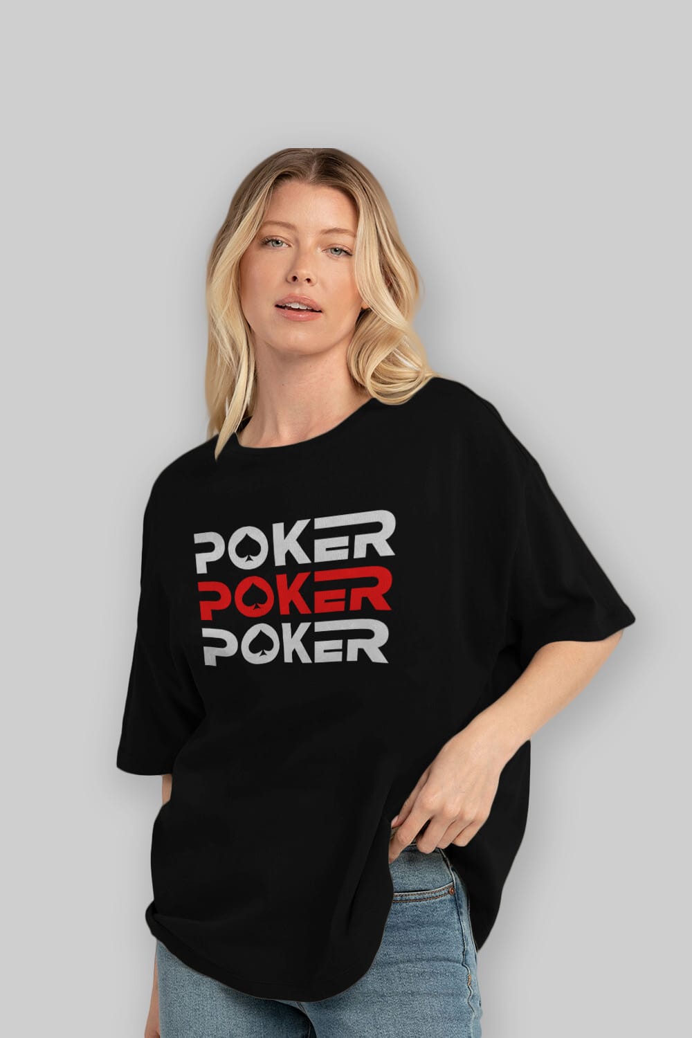 Poker Ön Baskılı Oversize t-shirt Erkek Kadın Unisex