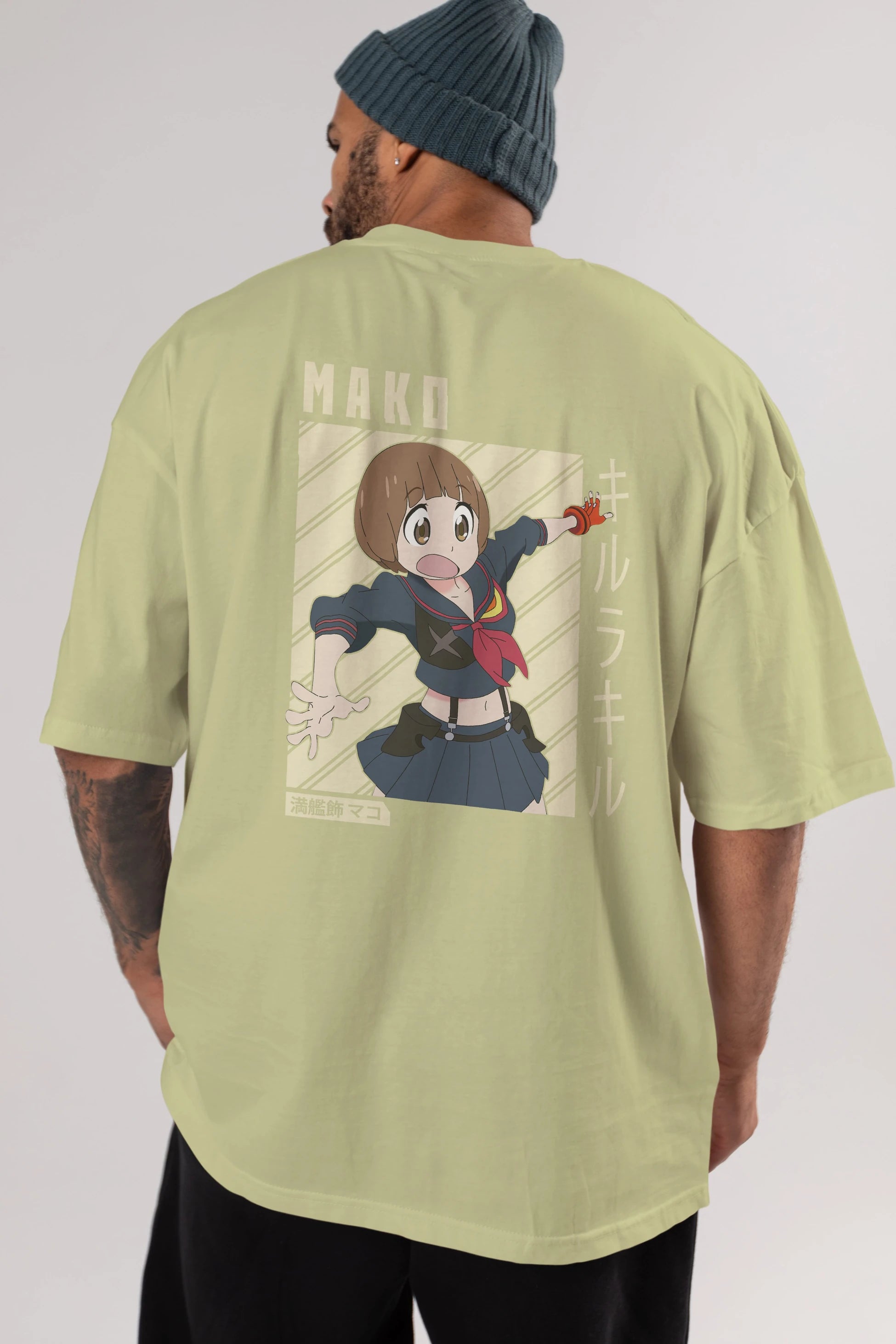 Mako Mankanshoku 1 Anime Arka Baskılı Oversize t-shirt Erkek Kadın Unisex