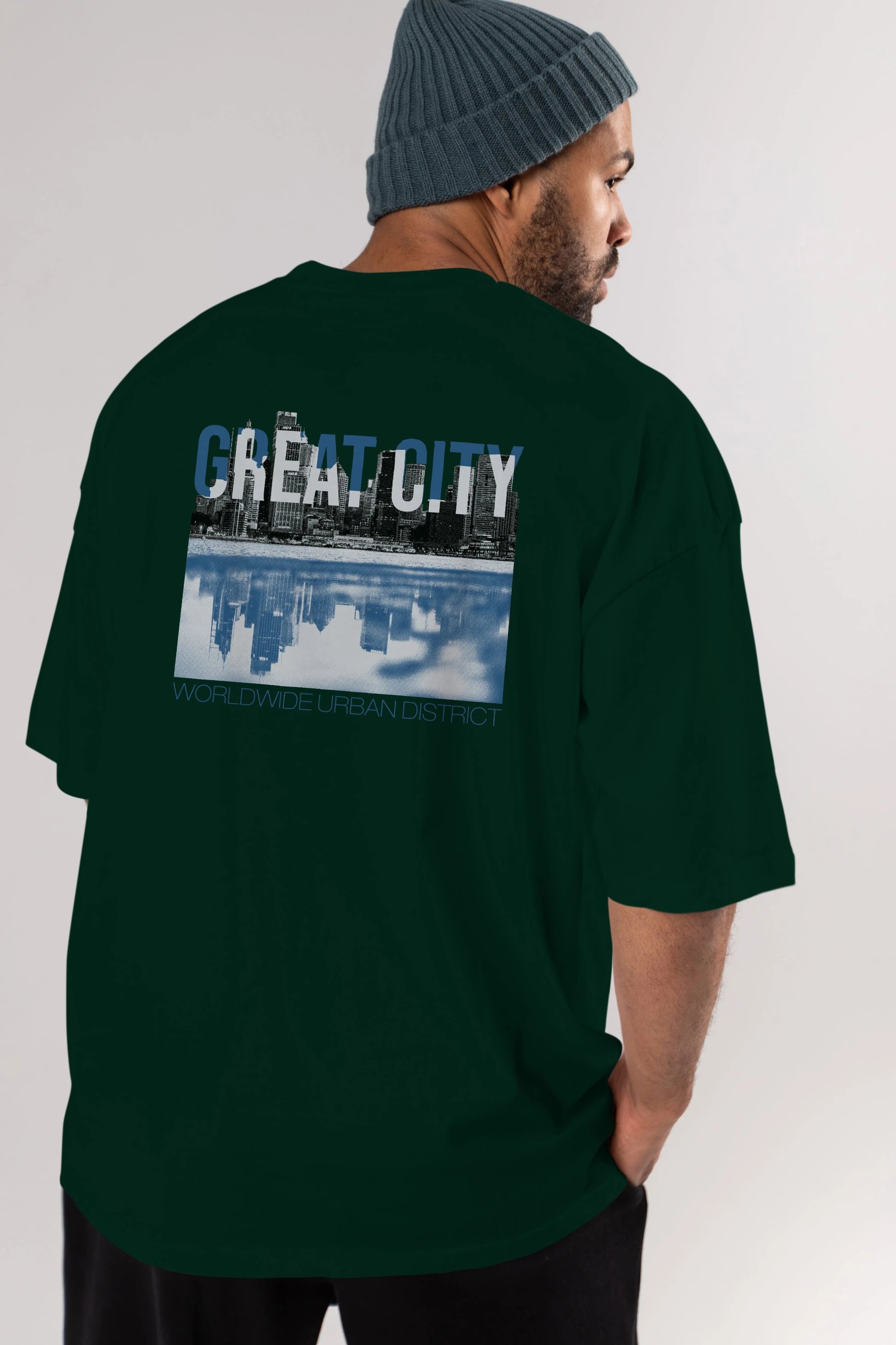 Great City Arka Baskılı Oversize t-shirt Erkek Kadın Unisex