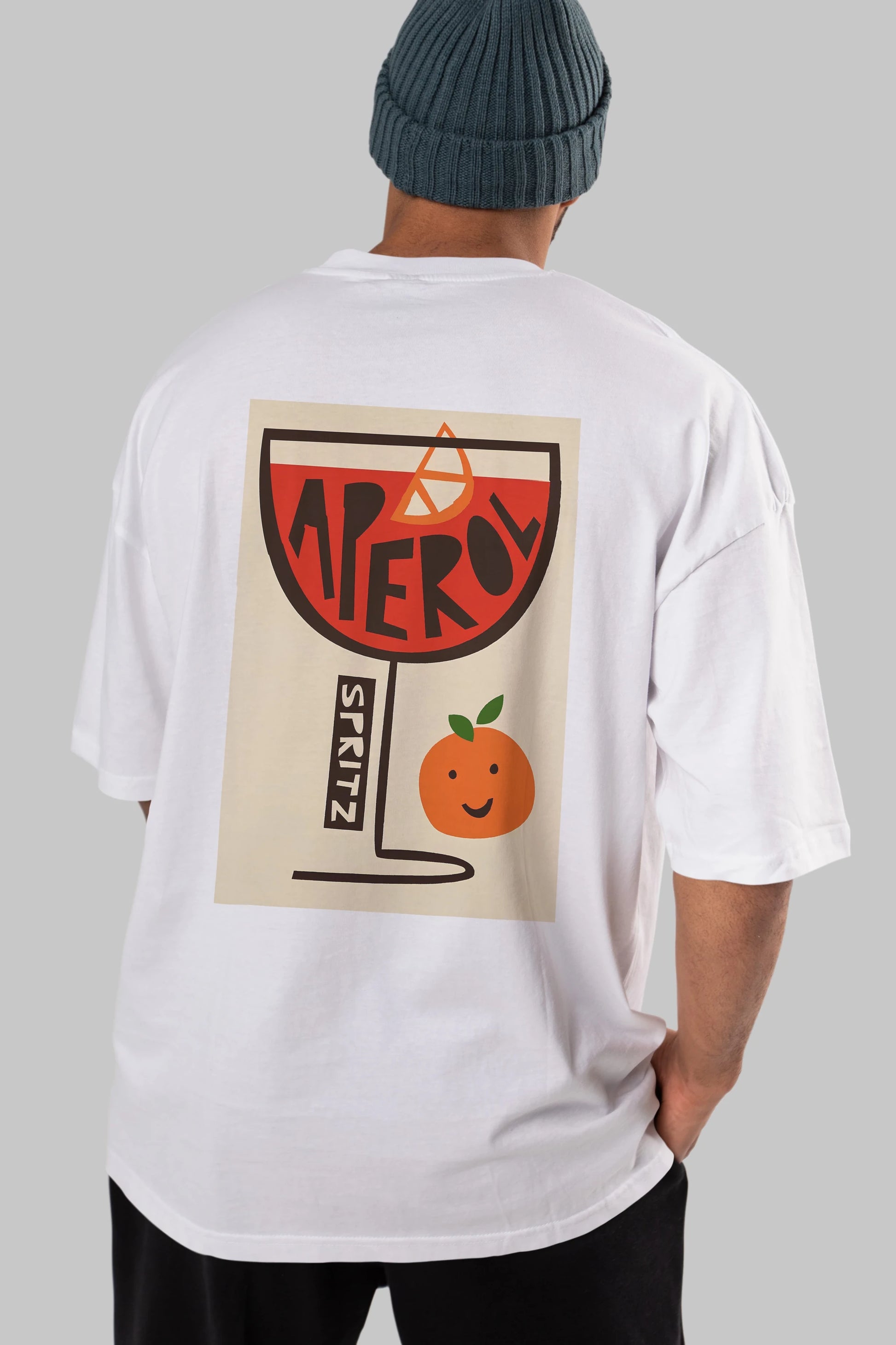 Aperol Spritz 9 Arka Baskılı Oversize t-shirt Erkek Kadın Unisex %100 Pamuk Bisiklet Yaka tişort
