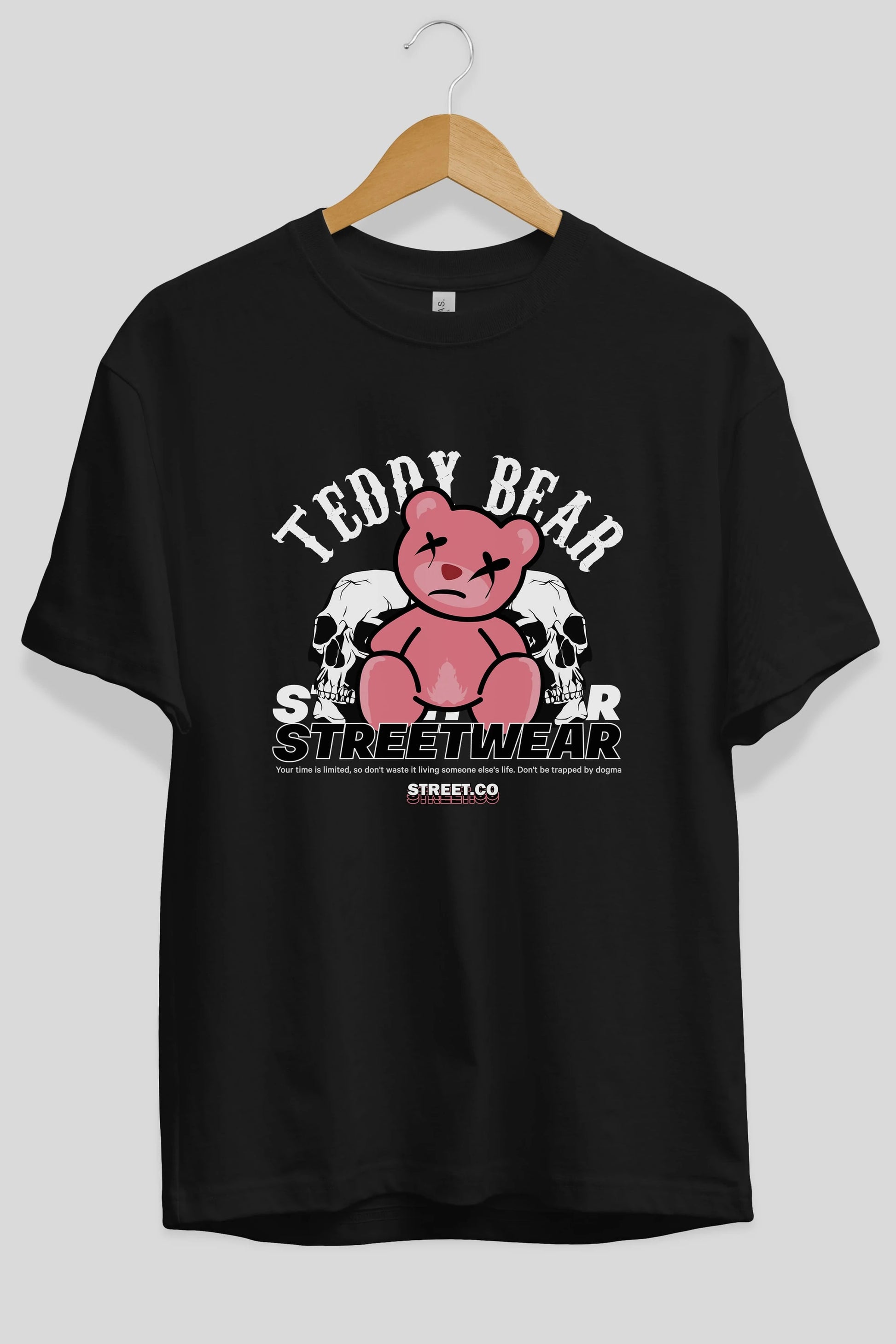 Teddy Bear Streetwear 2 Ön Baskılı Oversize t-shirt Erkek Kadın Unisex