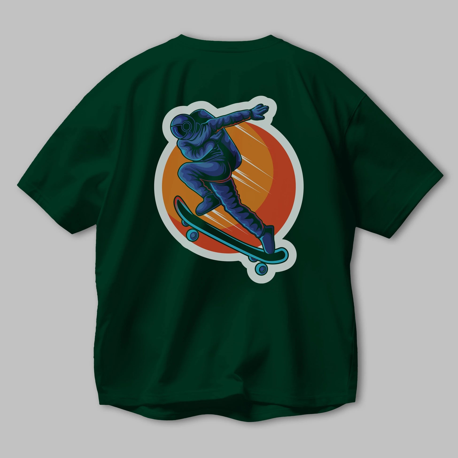 Astroskate Run Sticker Arka Baskılı Oversize t-shirt Erkek Kadın Unisex