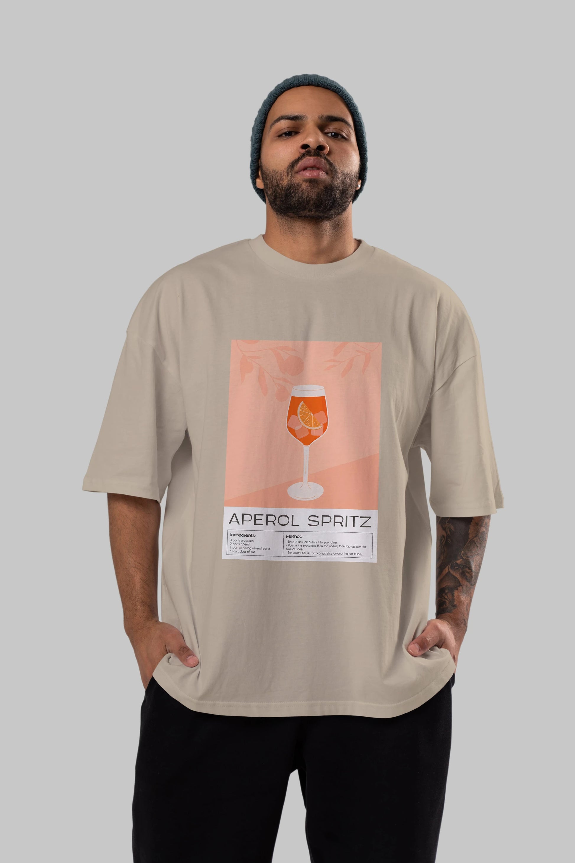 Aperol Spritz 7 Ön Baskılı Oversize t-shirt Erkek Kadın Unisex %100 Pamuk Bisiklet Yaka tişort