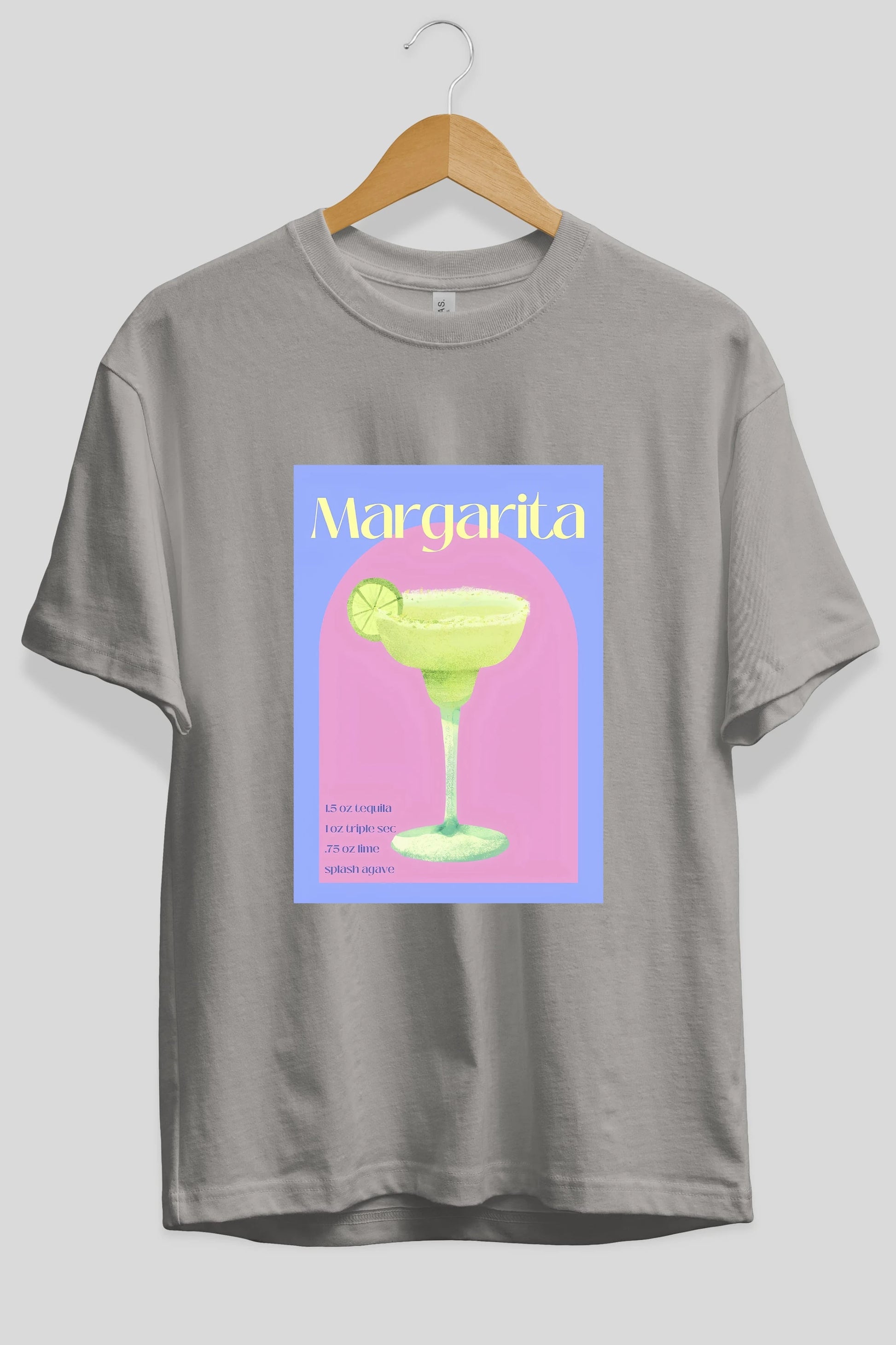 Margarita 6 Ön Baskılı Oversize t-shirt Erkek Kadın Unisex %100 Pamuk Bisiklet Yaka tişort