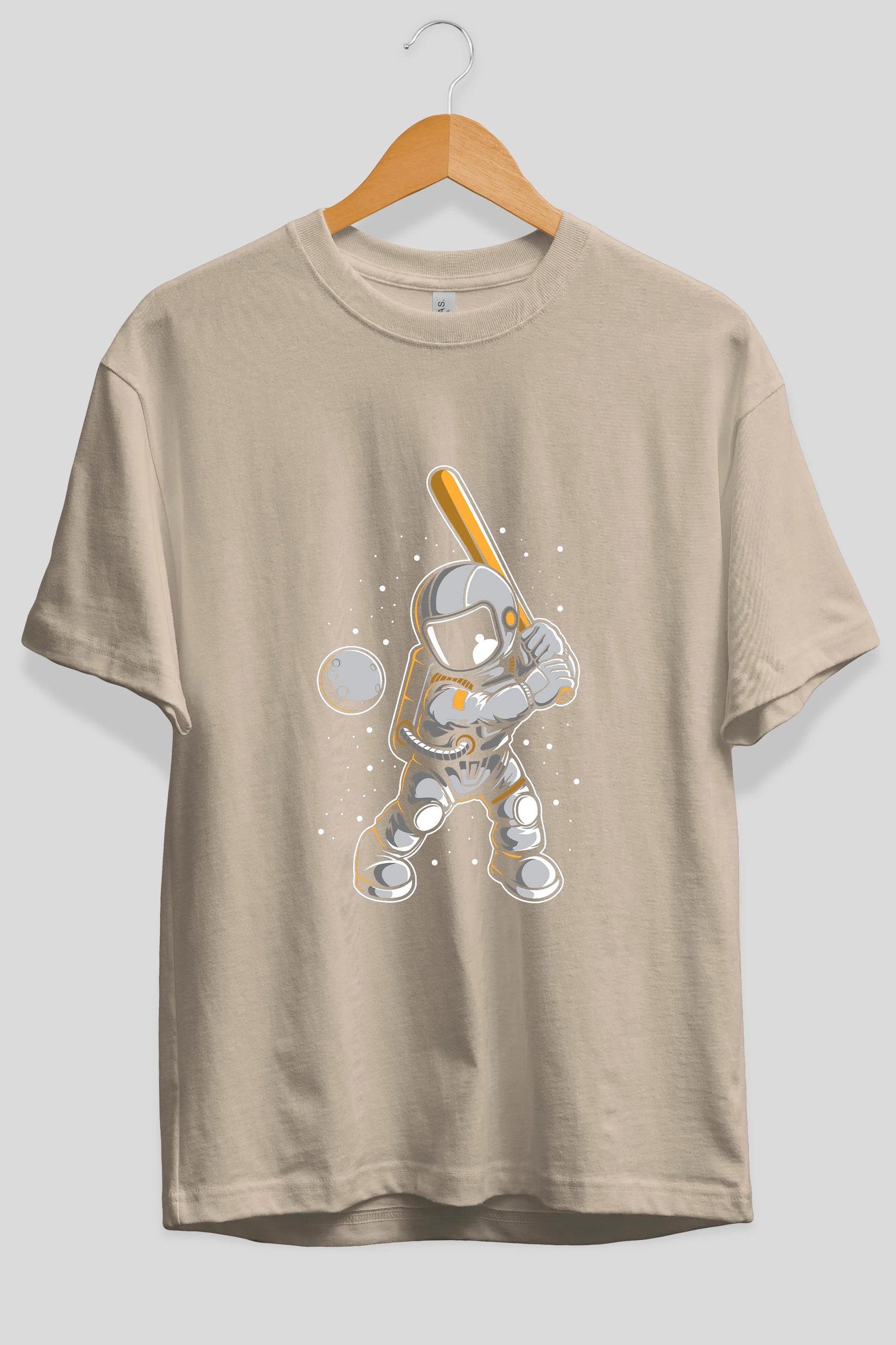 Astronaut Baseball Ön Baskılı Oversize t-shirt Erkek Kadın Unisex