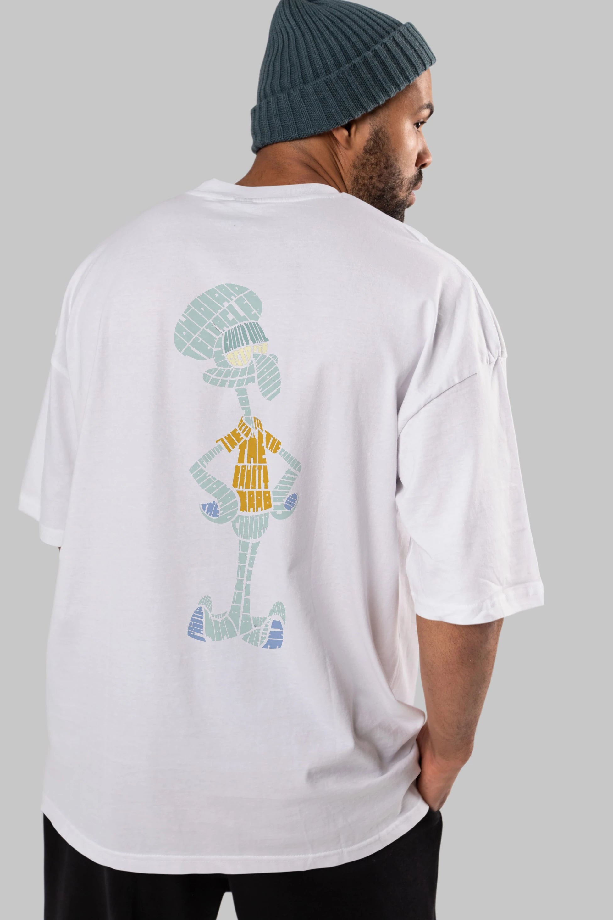 Squidward Arka Baskılı Oversize t-shirt %100 pamuk Erkek Kadın Unisex