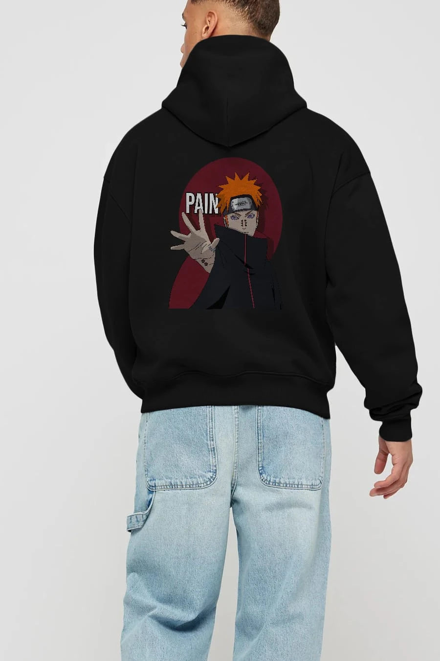 PAIN NARUTO Anime Arka Baskılı Hoodie Oversize Kapüşonlu Sweatshirt Erkek Kadın Unisex