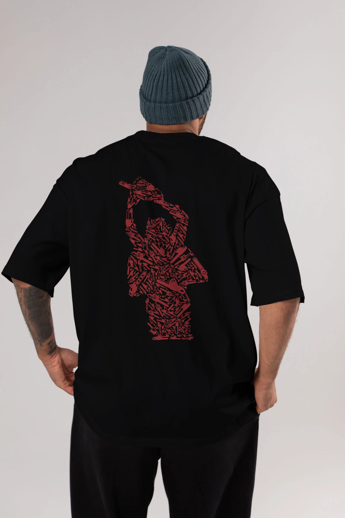 Chainsaw Arka Baskılı Oversize t-shirt %100 pamuk Erkek Kadın Unisex
