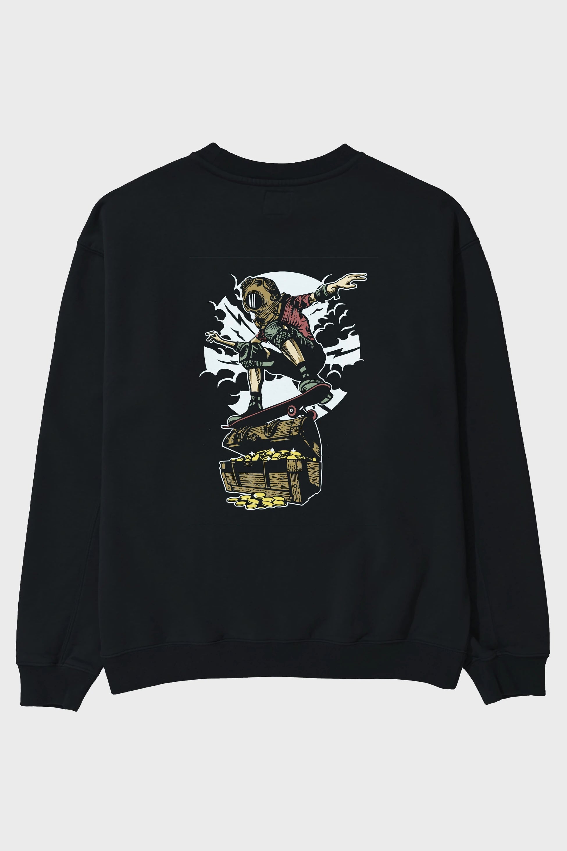 Diver Skater Treasure Arka Baskılı Oversize Sweatshirt Erkek Kadın Unisex