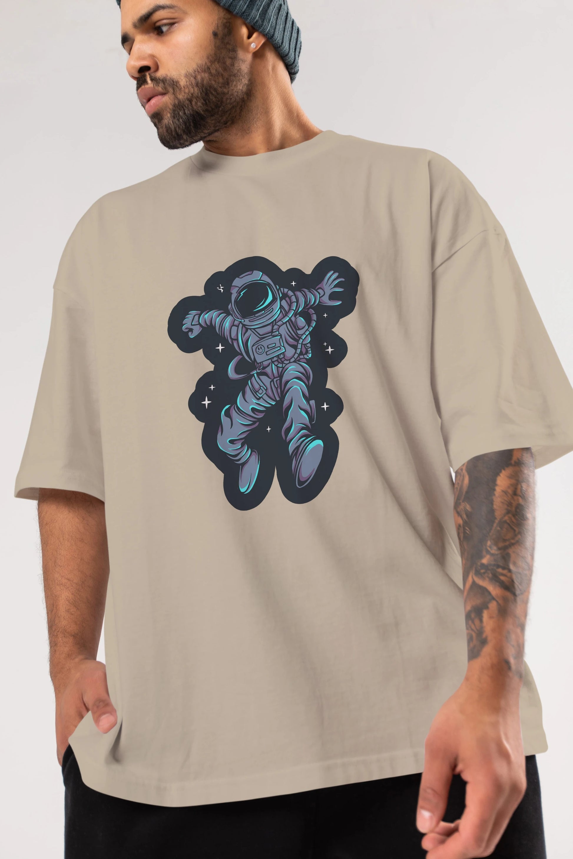 Astrostars sticker Ön Baskılı Oversize t-shirt Erkek Kadın Unisex