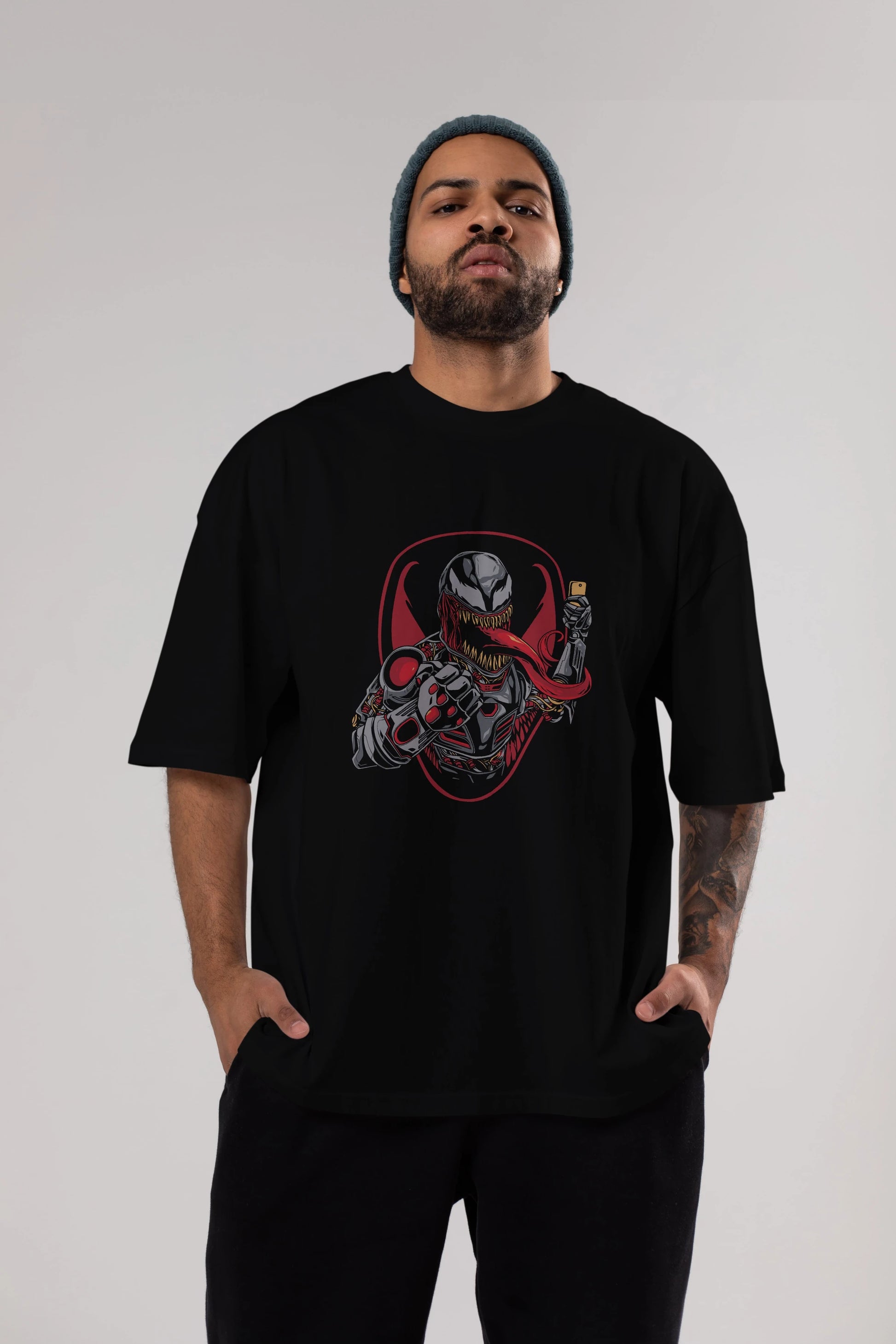 Venom (17) Ön Baskılı Oversize t-shirt Erkek Kadın Unisex %100 Pamuk Bisiklet Yaka tişort