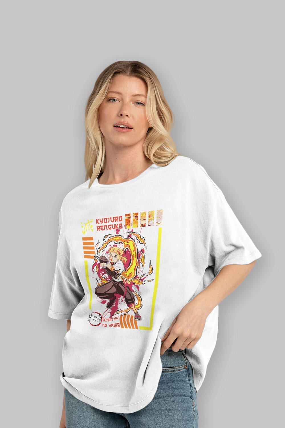 KYOJURO RENGOKU Anime Ön Baskılı Oversize t-shirt %100 pamuk Erkek Kadın Unisex